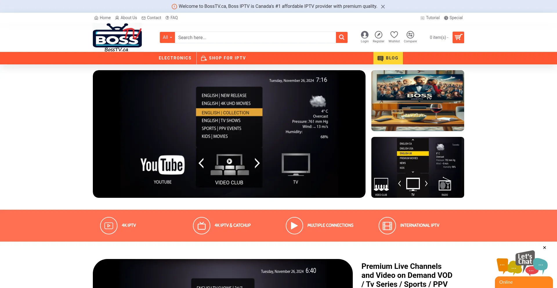 Website screenshot of Bosstv.ca
