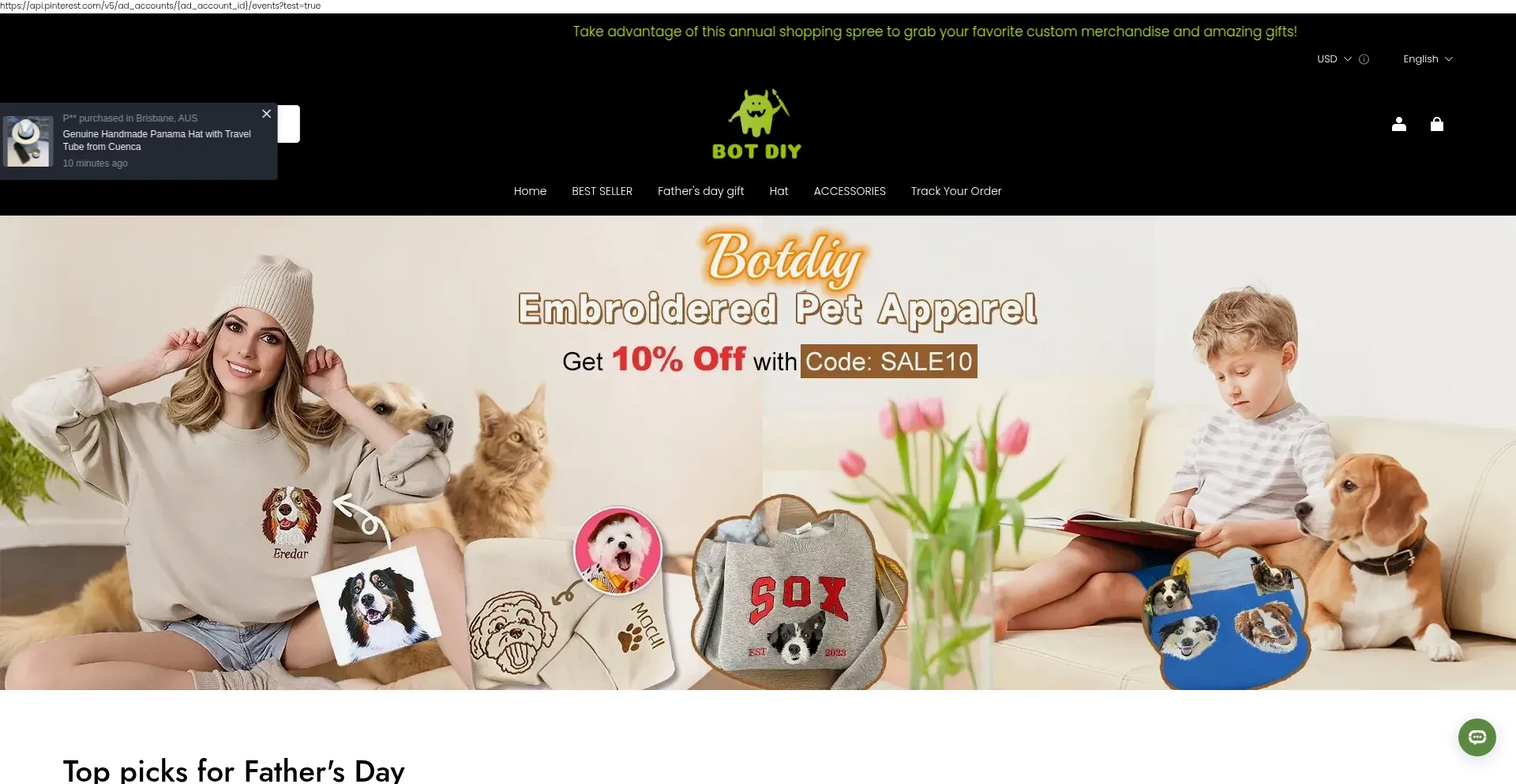 Website screenshot of Botdiy.com