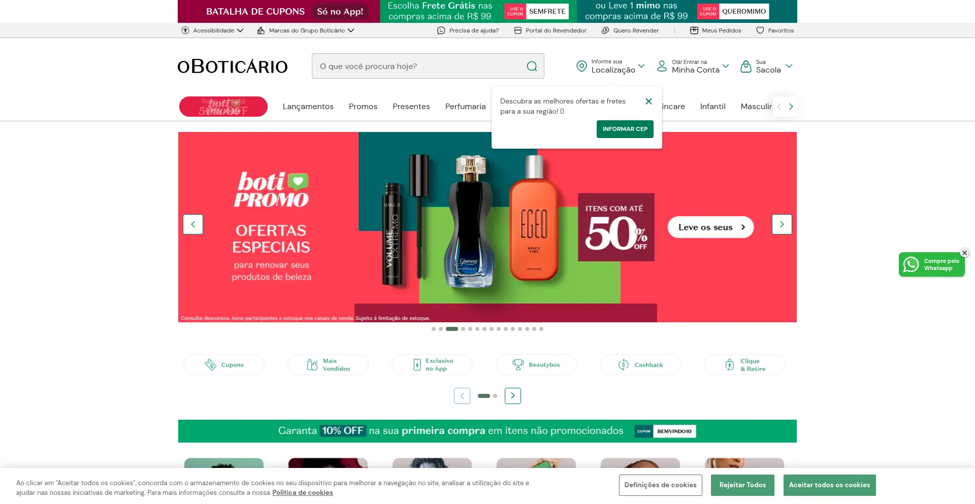 Website screenshot of Boticario.com.br
