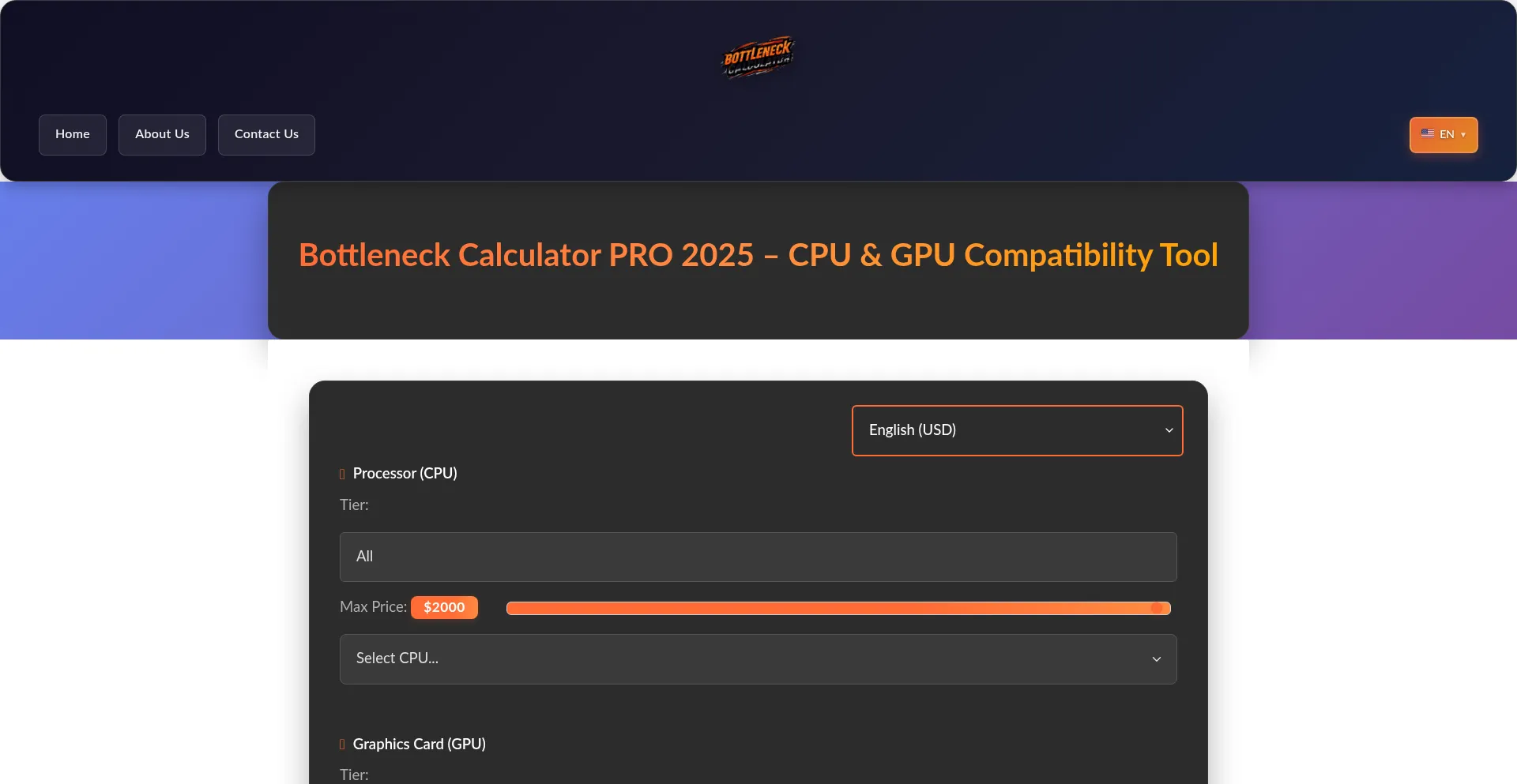 Website screenshot of Bottlenackcalculator.com