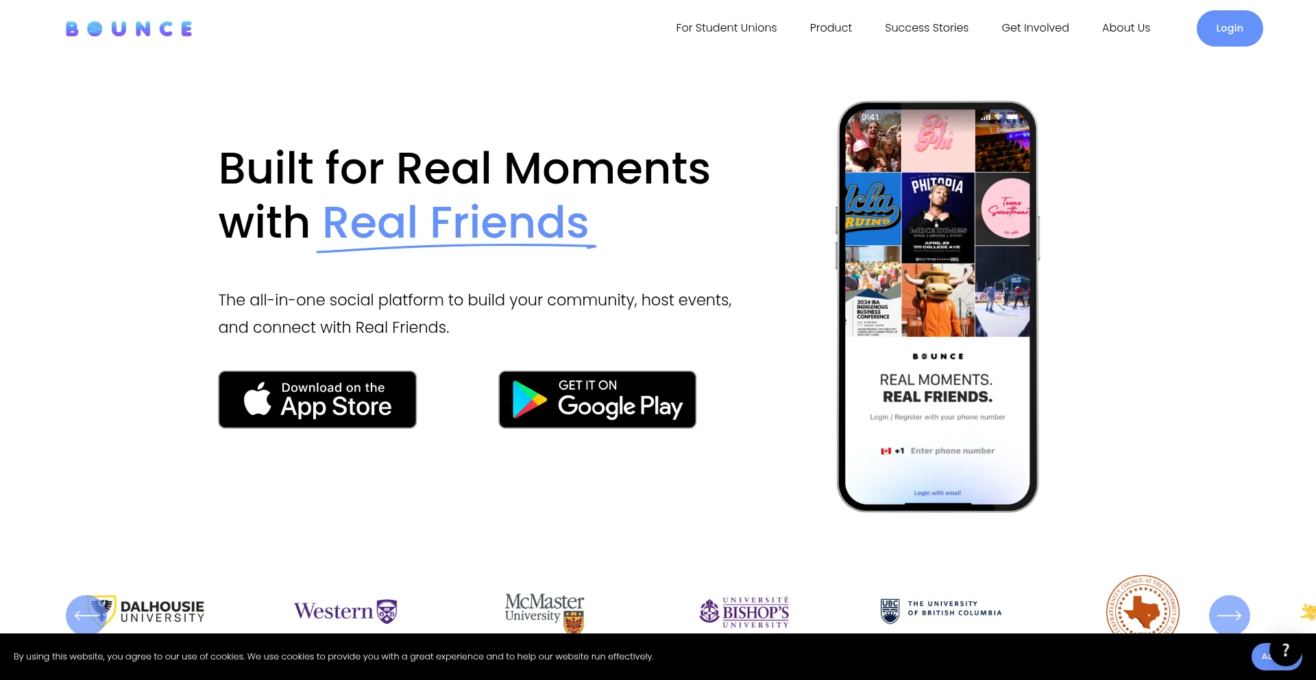 Website screenshot of Bouncelife.com