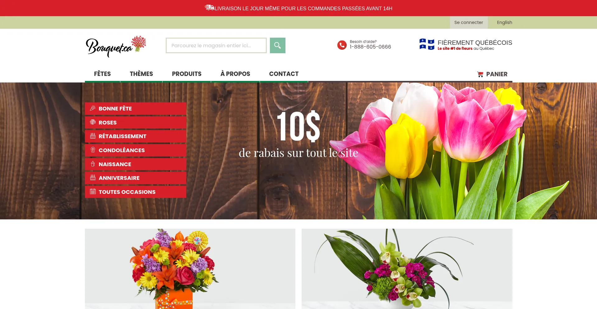 Website screenshot of Bouquet.ca