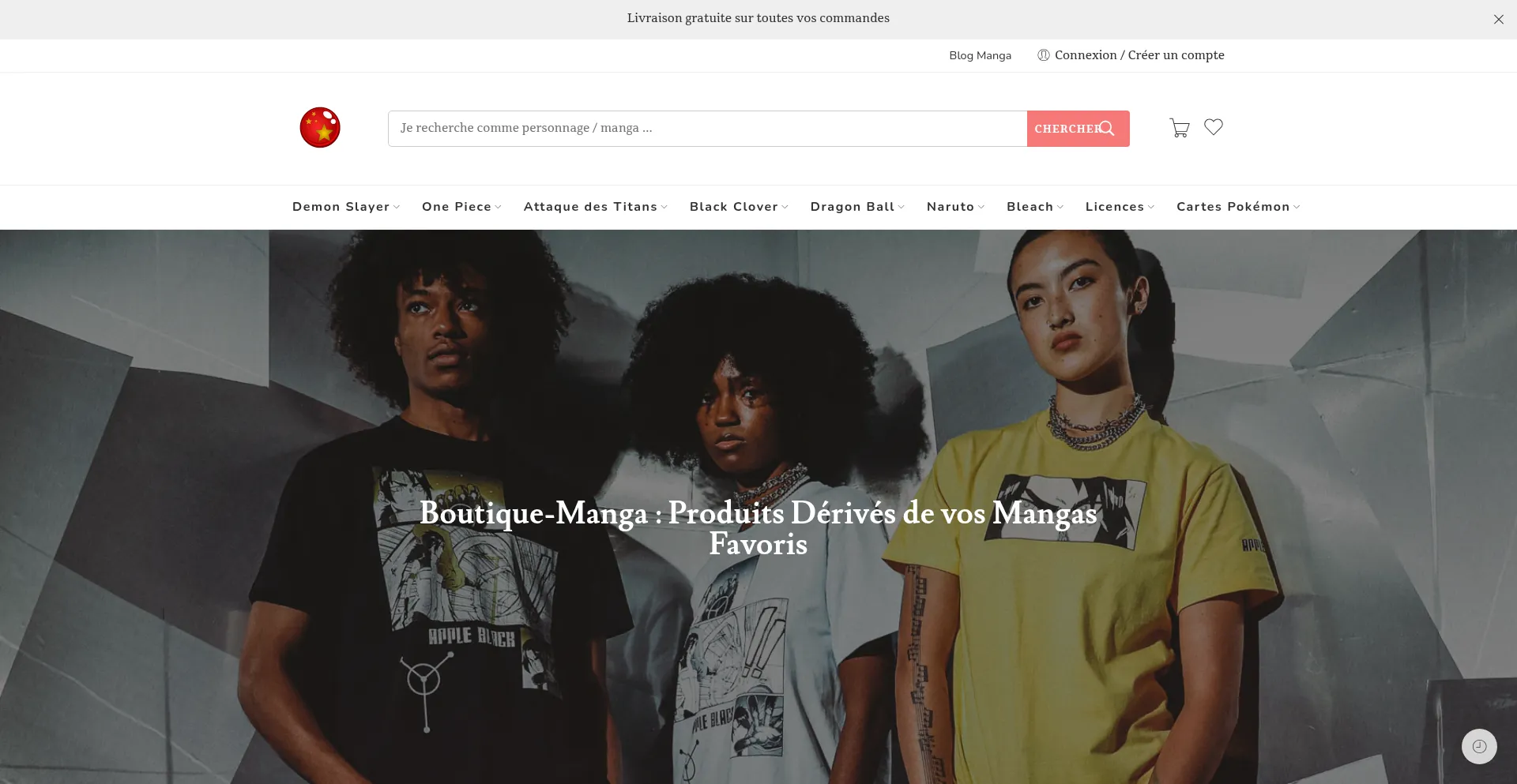 Website screenshot of Boutique-manga.fr