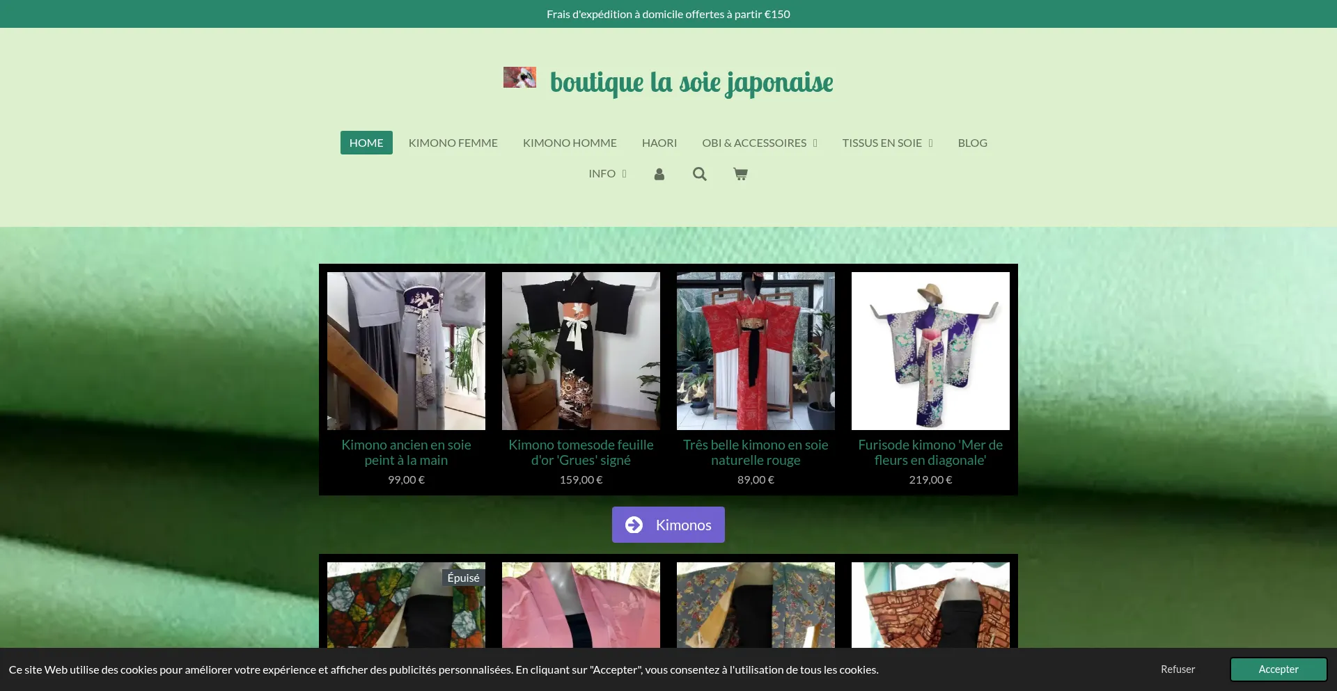 Website screenshot of Boutiquelasoiejaponaise.fr