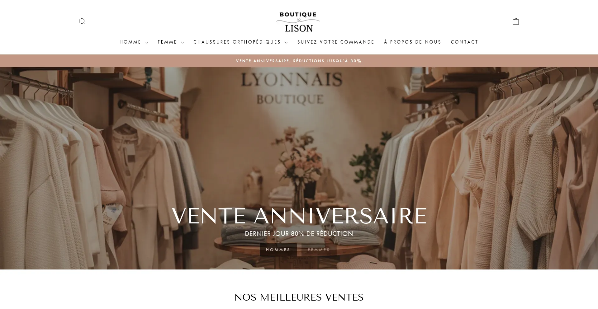 Website screenshot of Boutiquelison.fr