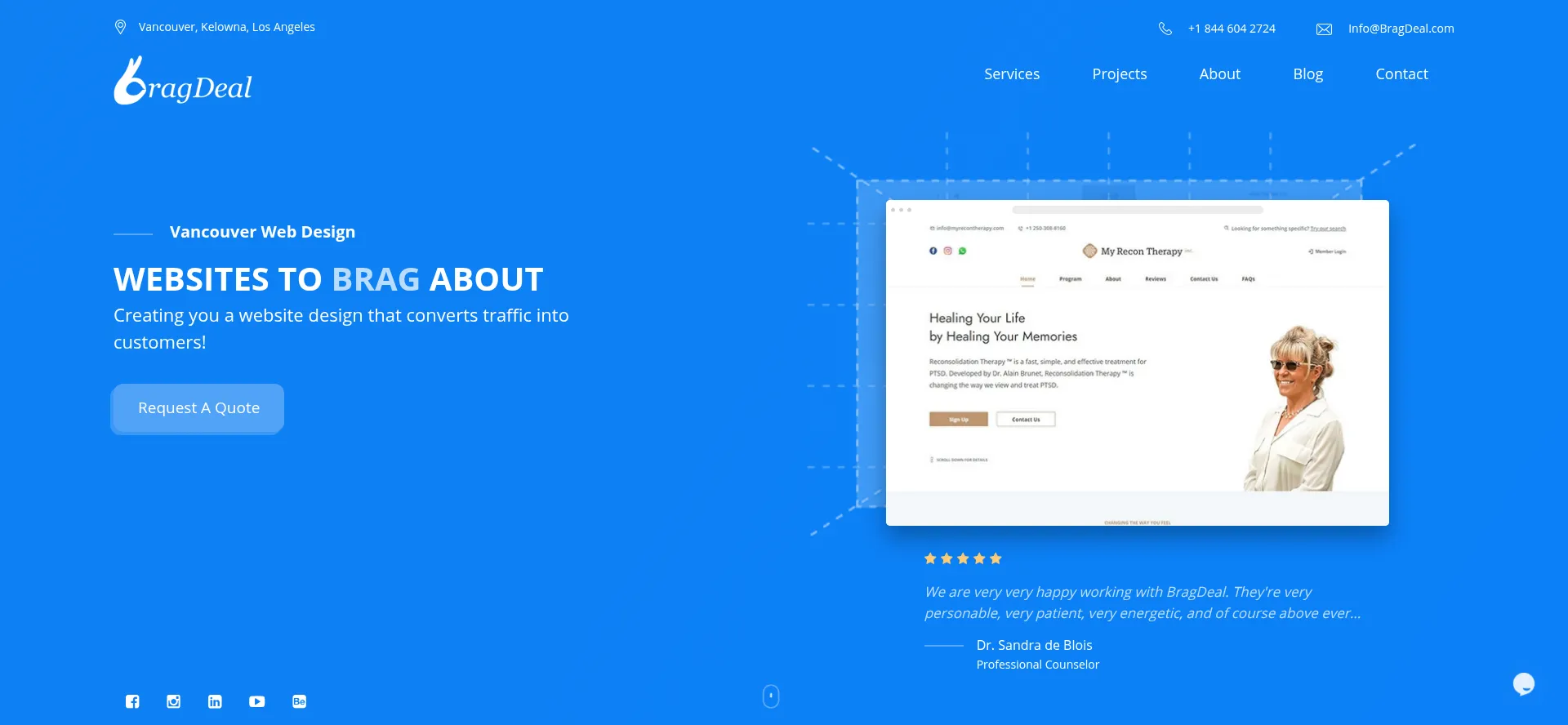 Website screenshot of Bragdeal.com