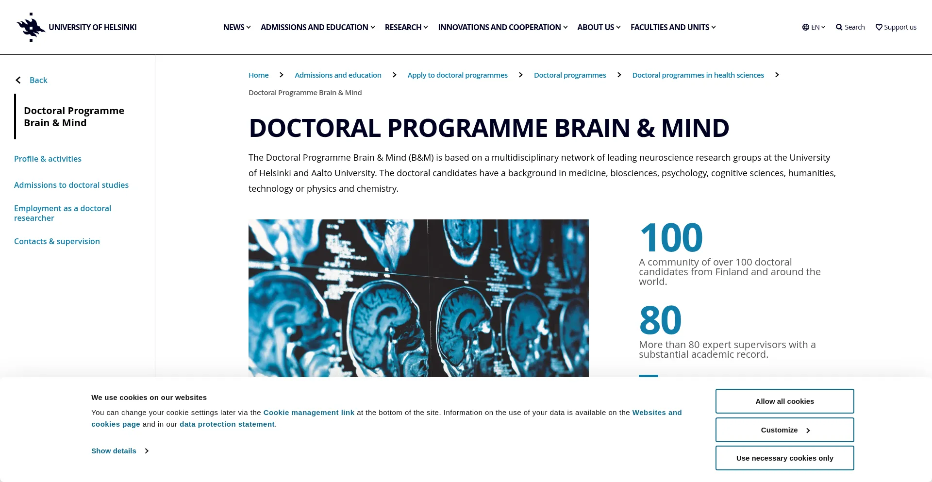 Website screenshot of Brain-mind.fi