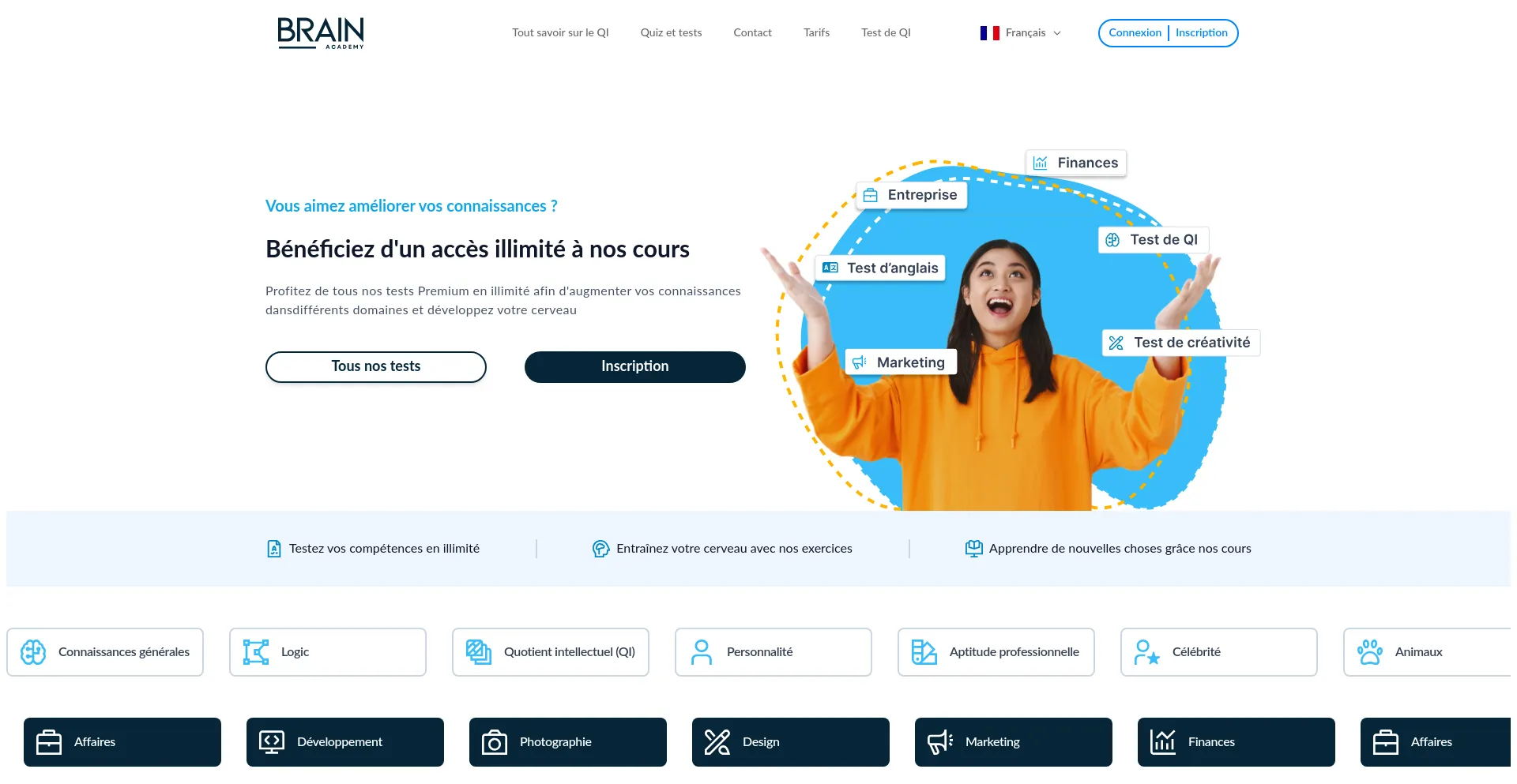 Website screenshot of Brainaca.com