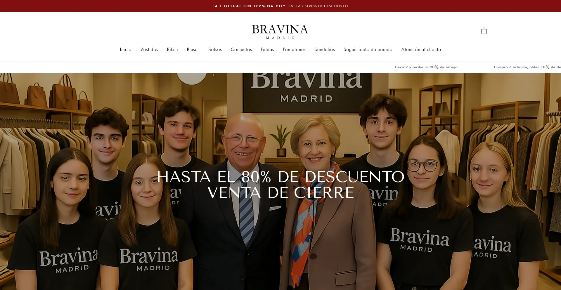 Website screenshot of Bravina-madrid.es