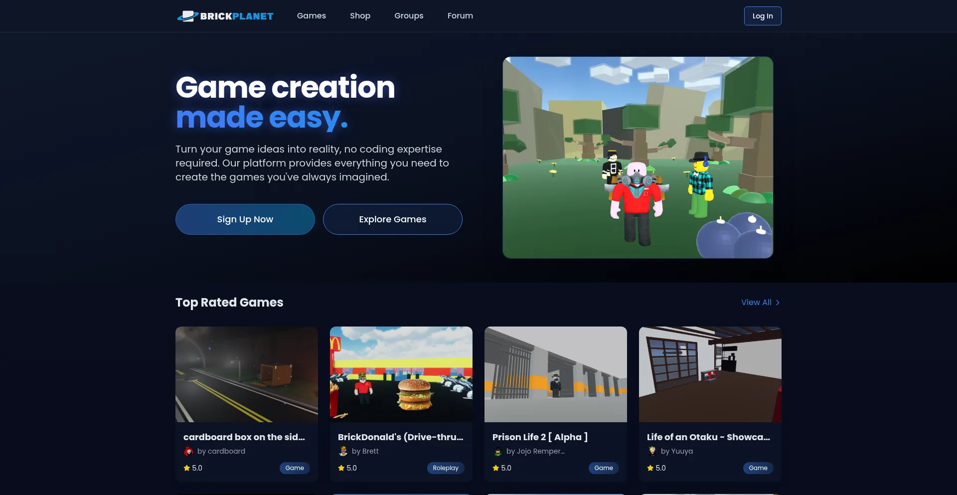 Website screenshot of Brickplanet.com