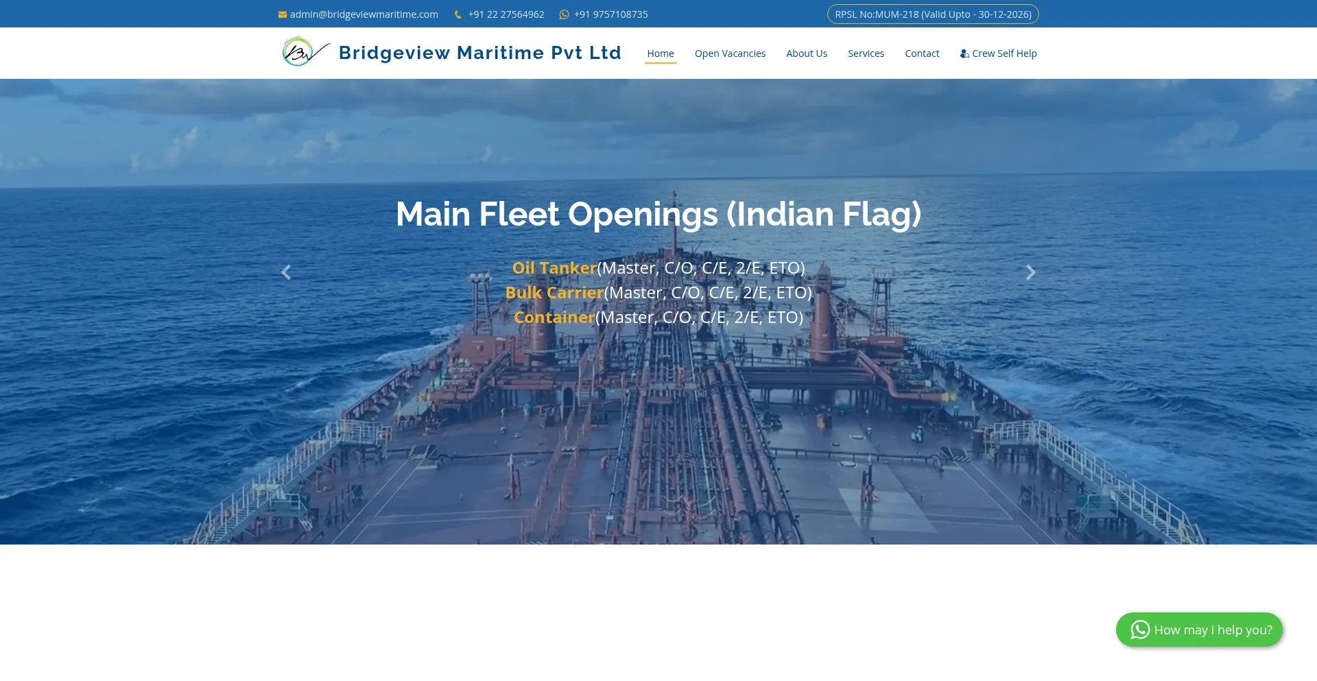 Website screenshot of Bridgeviewmaritime.com