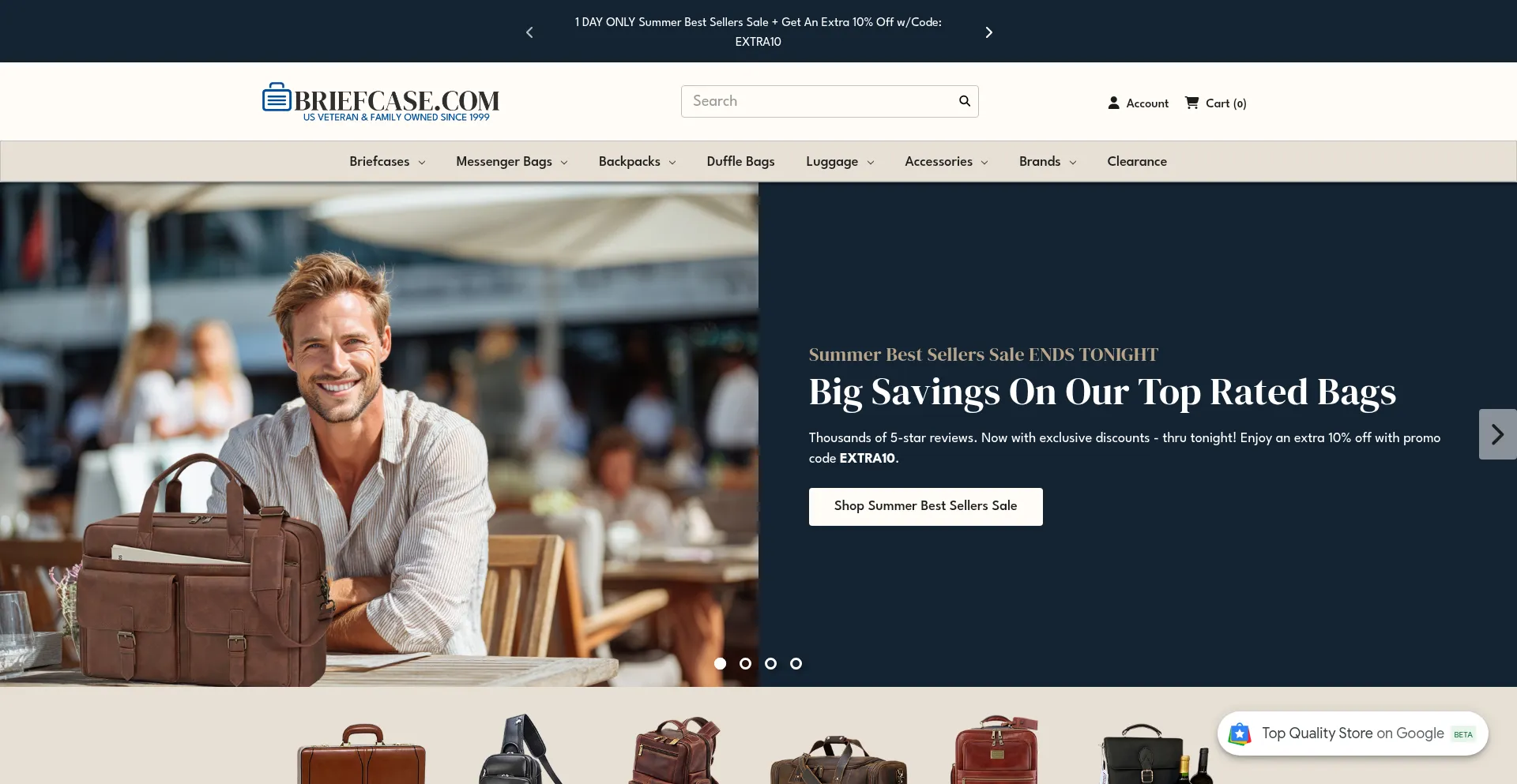 Website screenshot of Briefcase.com