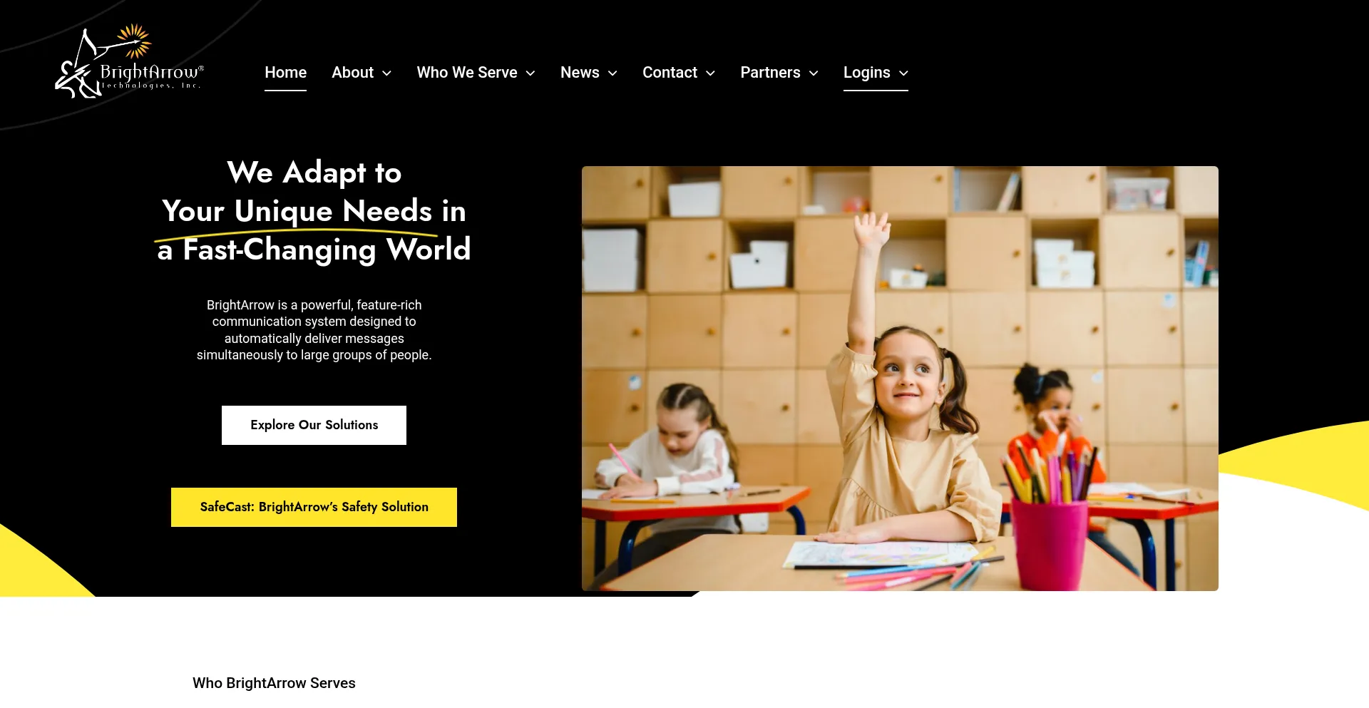 Website screenshot of Brightarrow.com