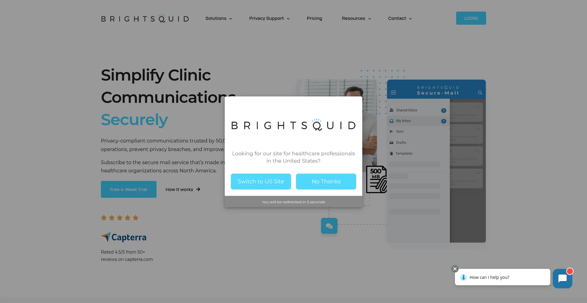 Website screenshot of Brightsquid.com