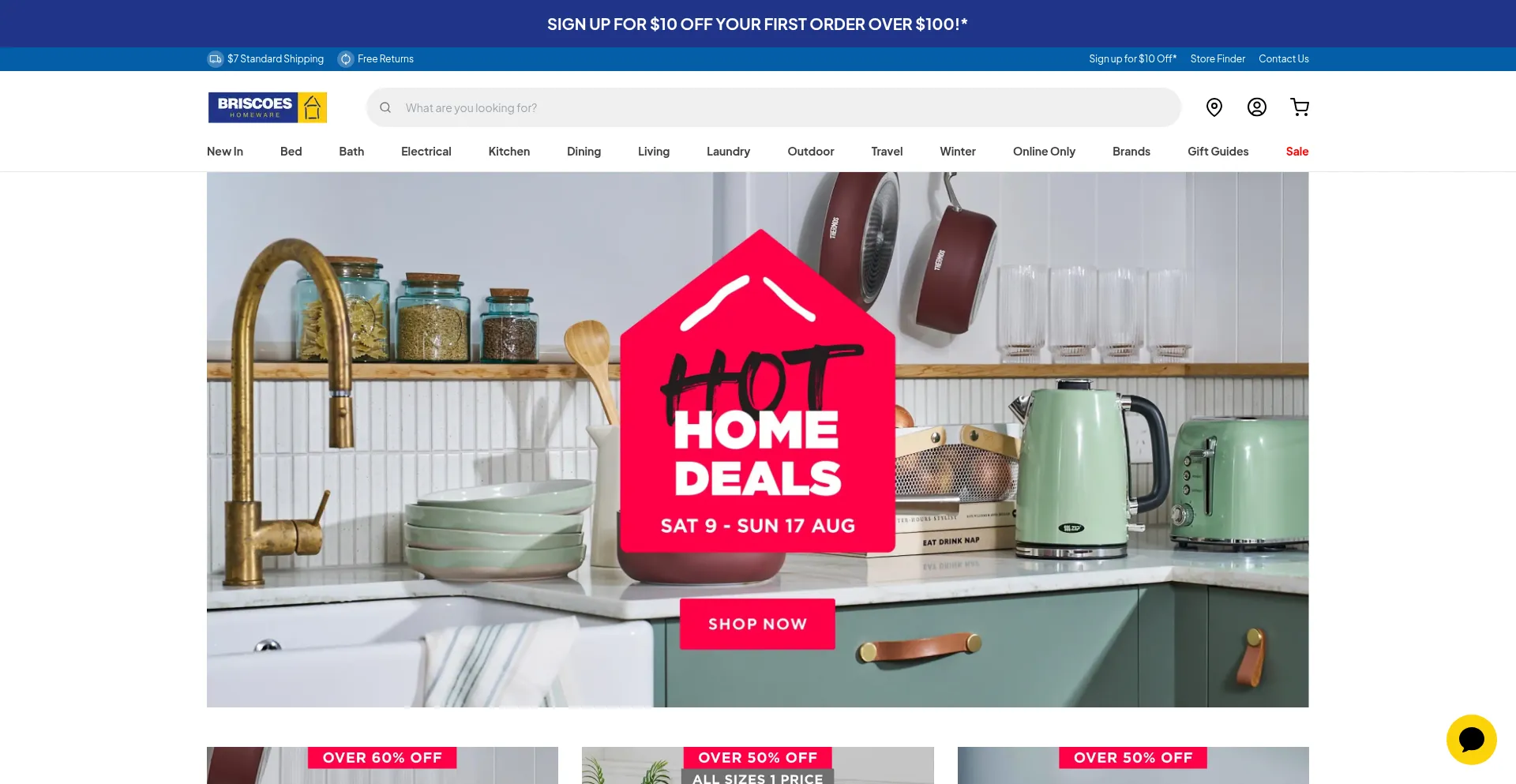 Website screenshot of Briscoes.co.nz