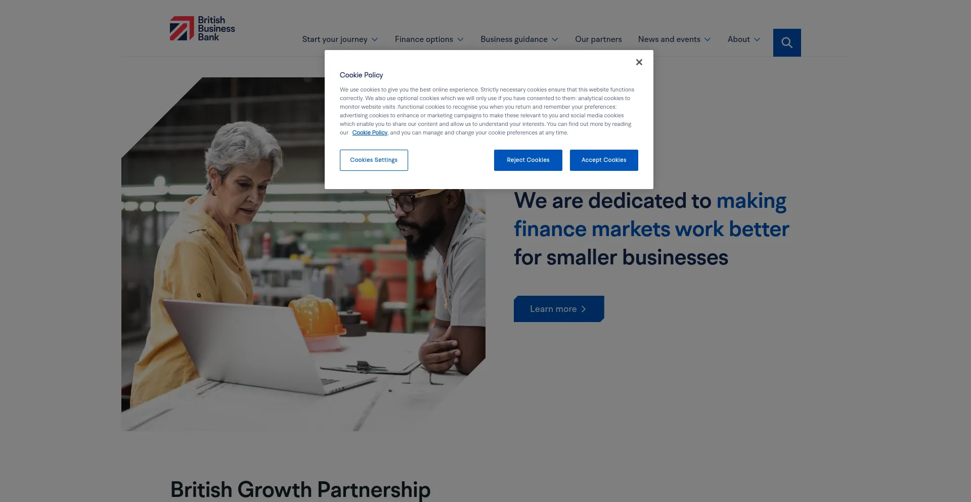 Website screenshot of British-business-bank.co.uk