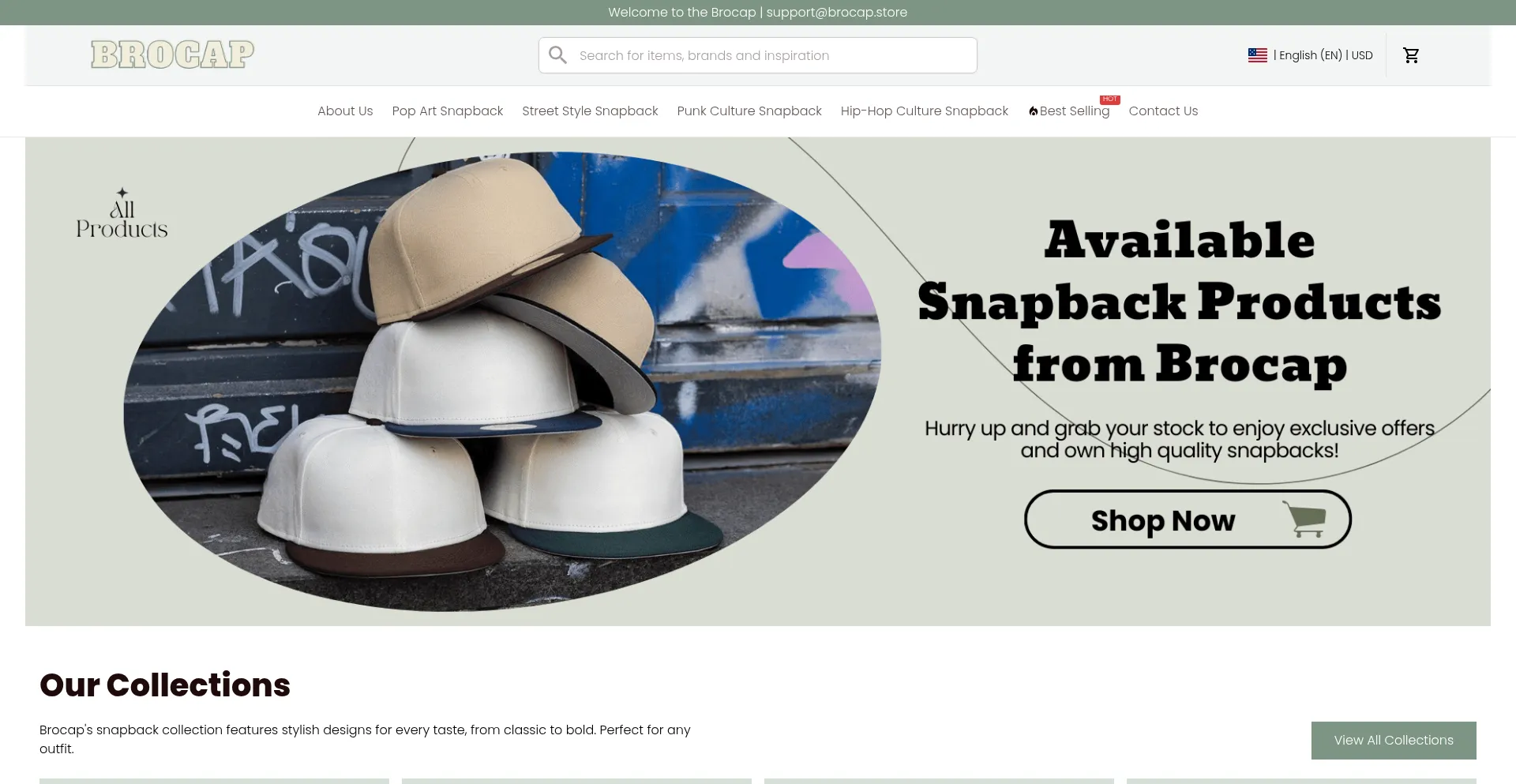 Website screenshot of Brocap.store