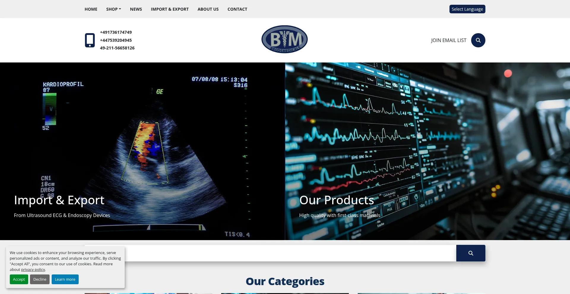 Website screenshot of Brodsmedicals.com