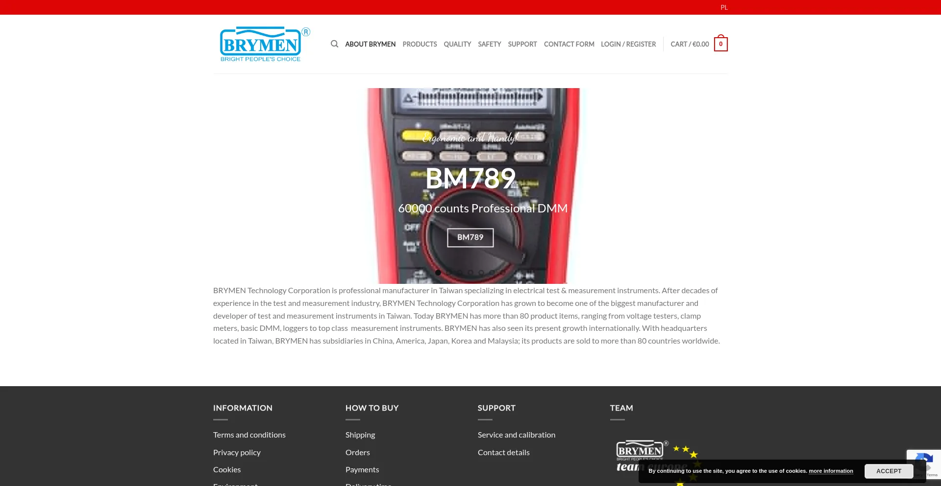 Website screenshot of Brymen.eu