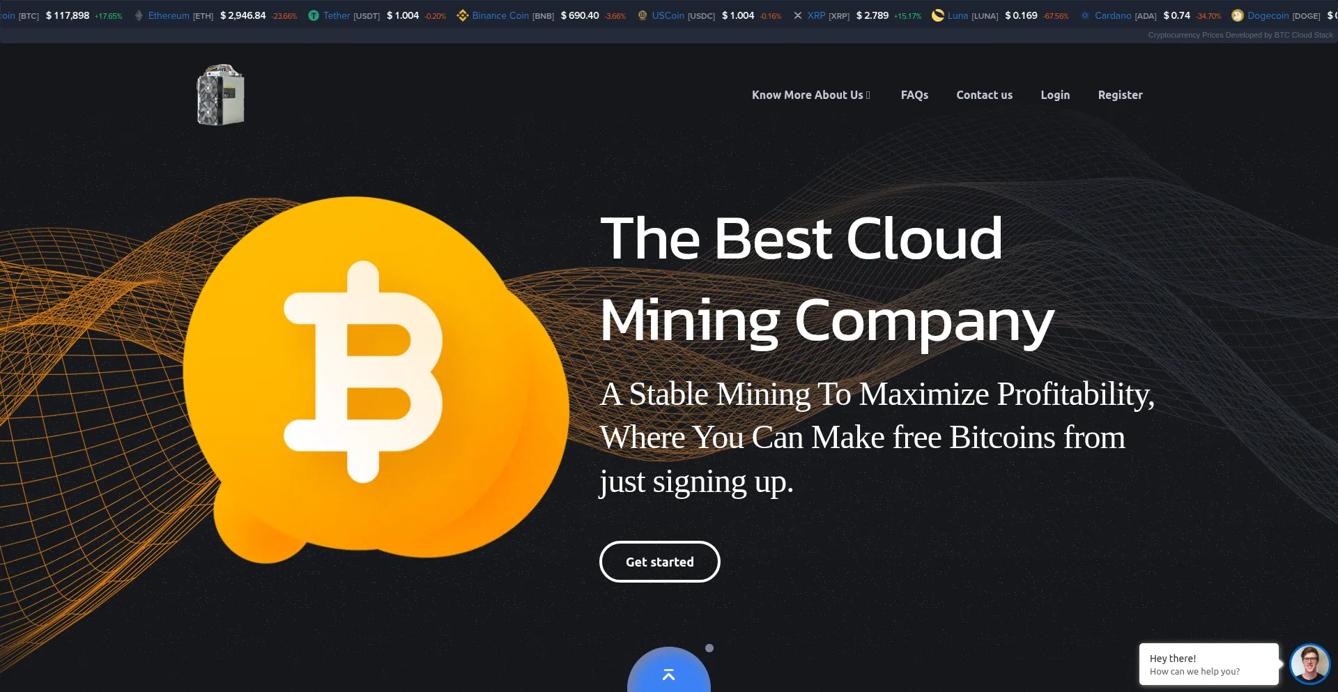Website screenshot of Btccloudstack.com