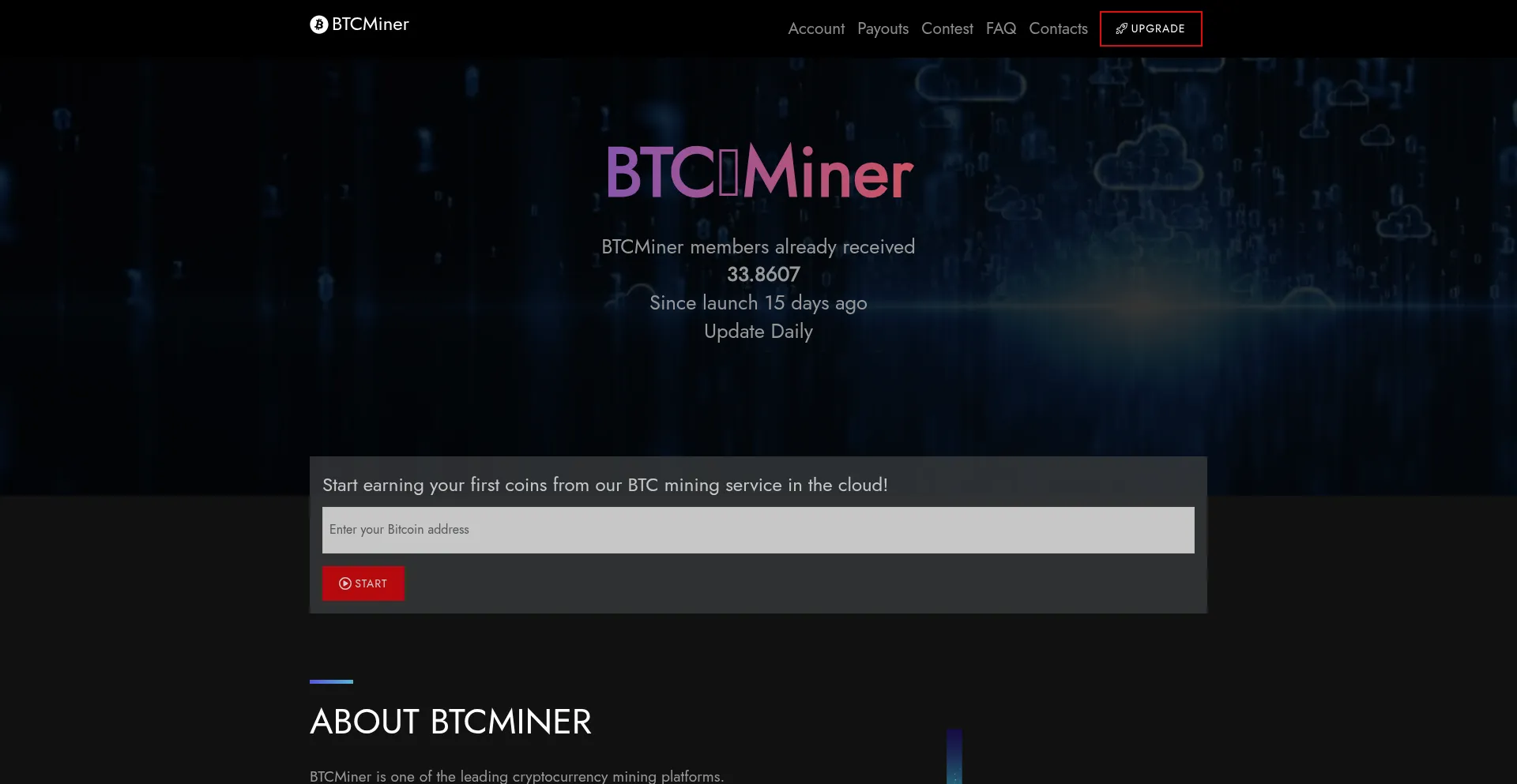 Website screenshot of Btcminer.blog