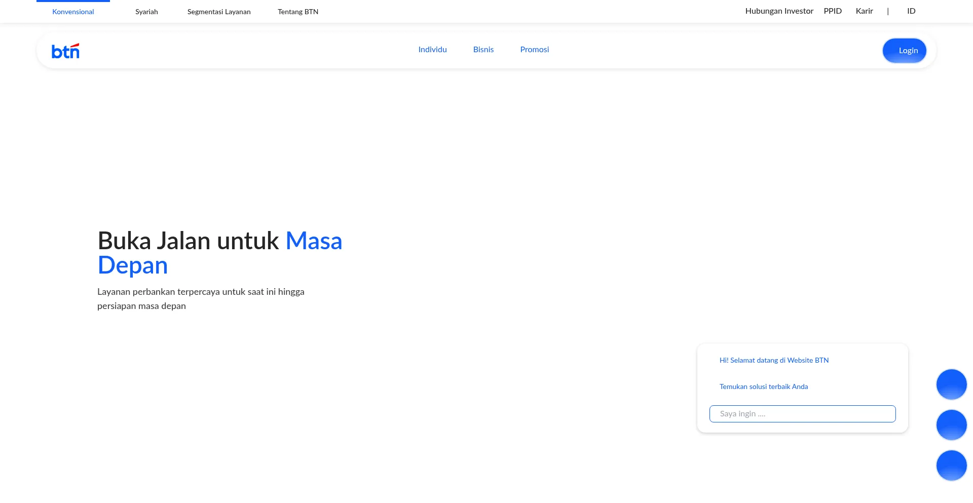 Website screenshot of Btn.co.id