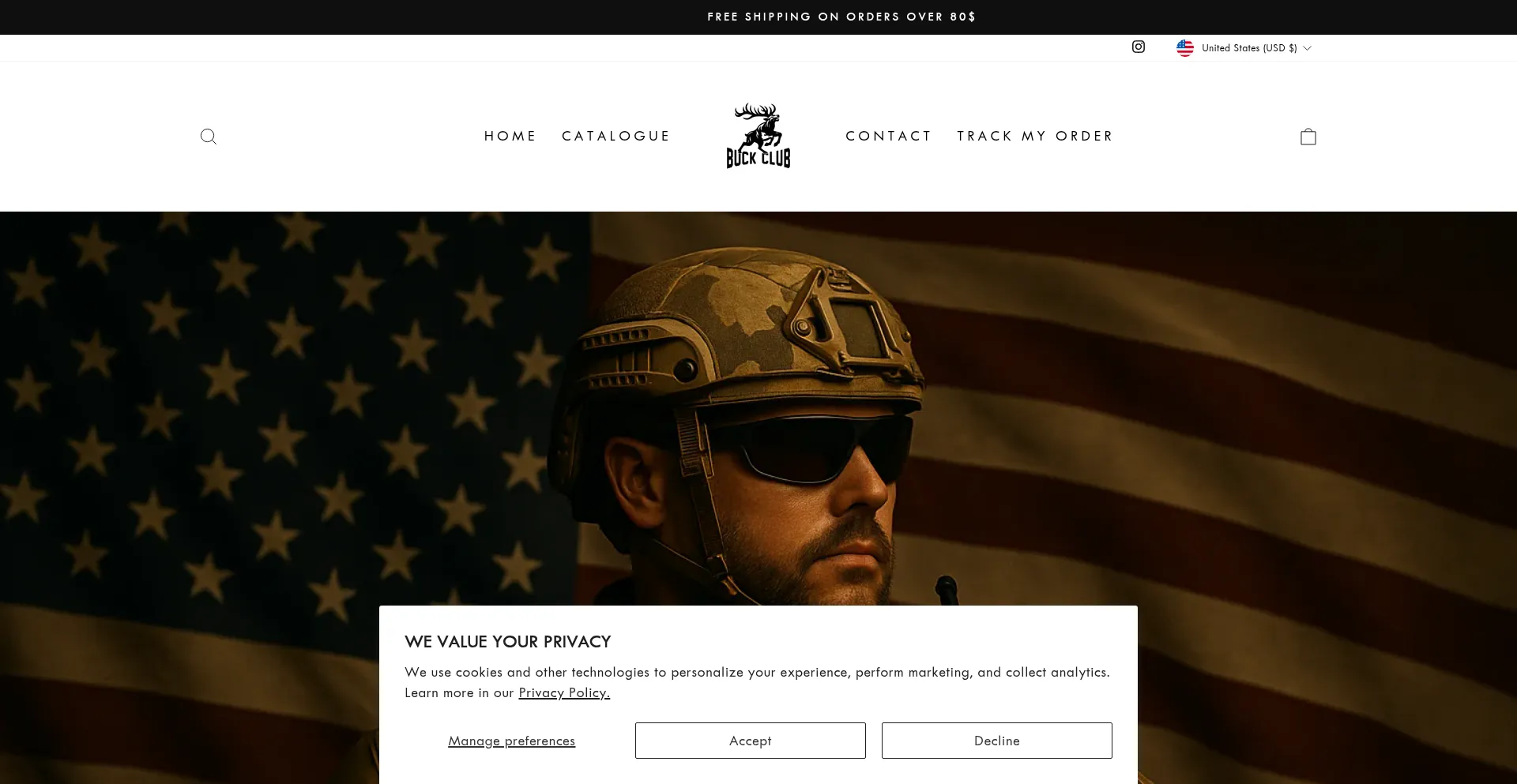 Website screenshot of Buckclubstore.com