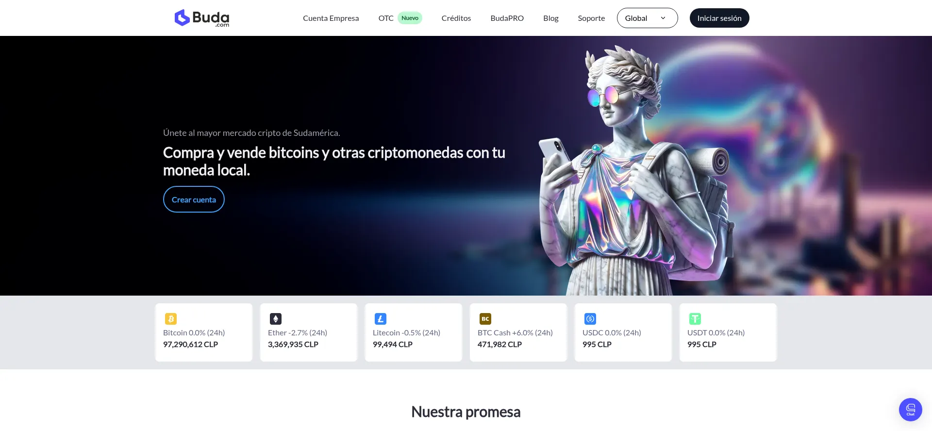 Website screenshot of Buda.com
