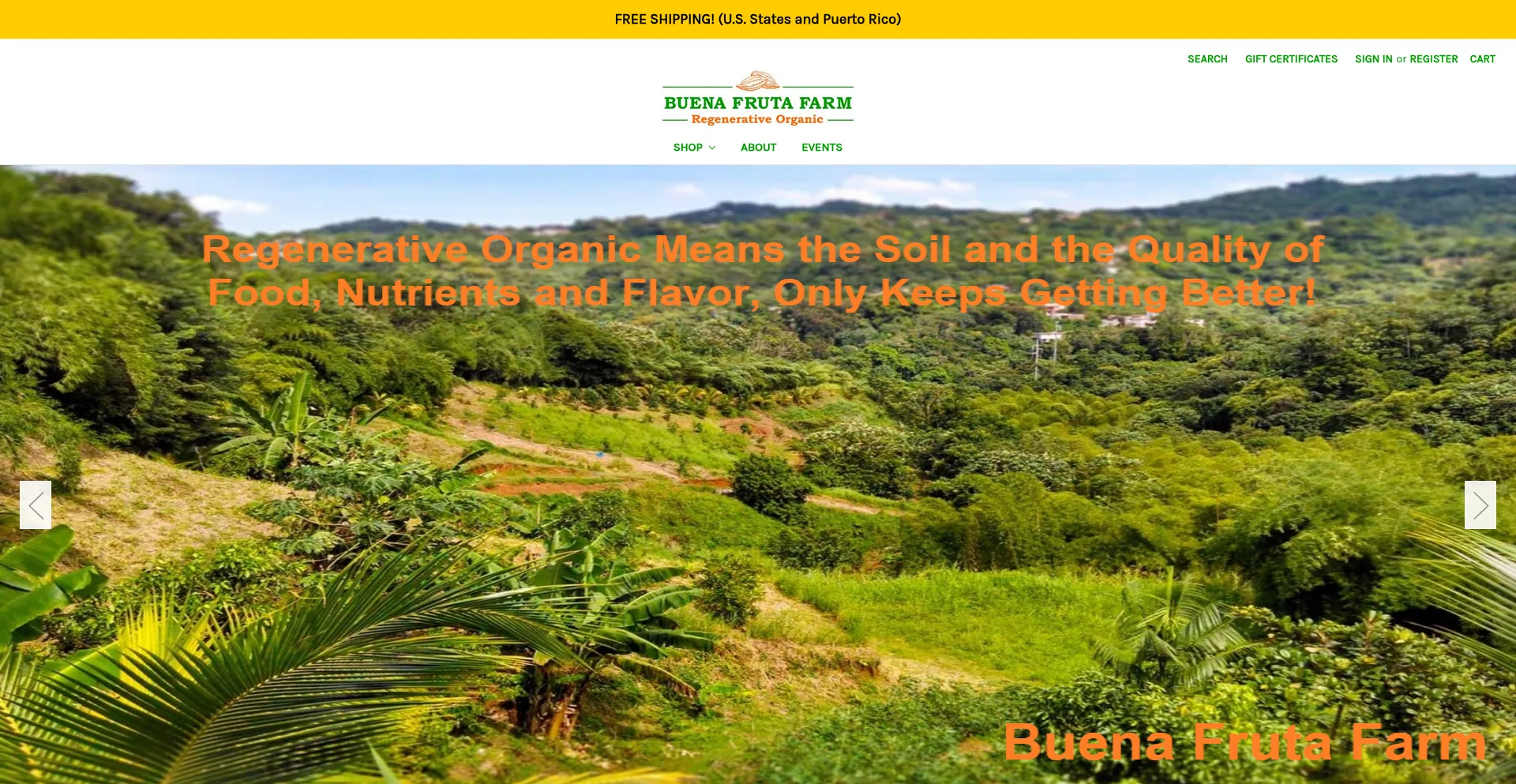 Website screenshot of Buenafrutafarm.com