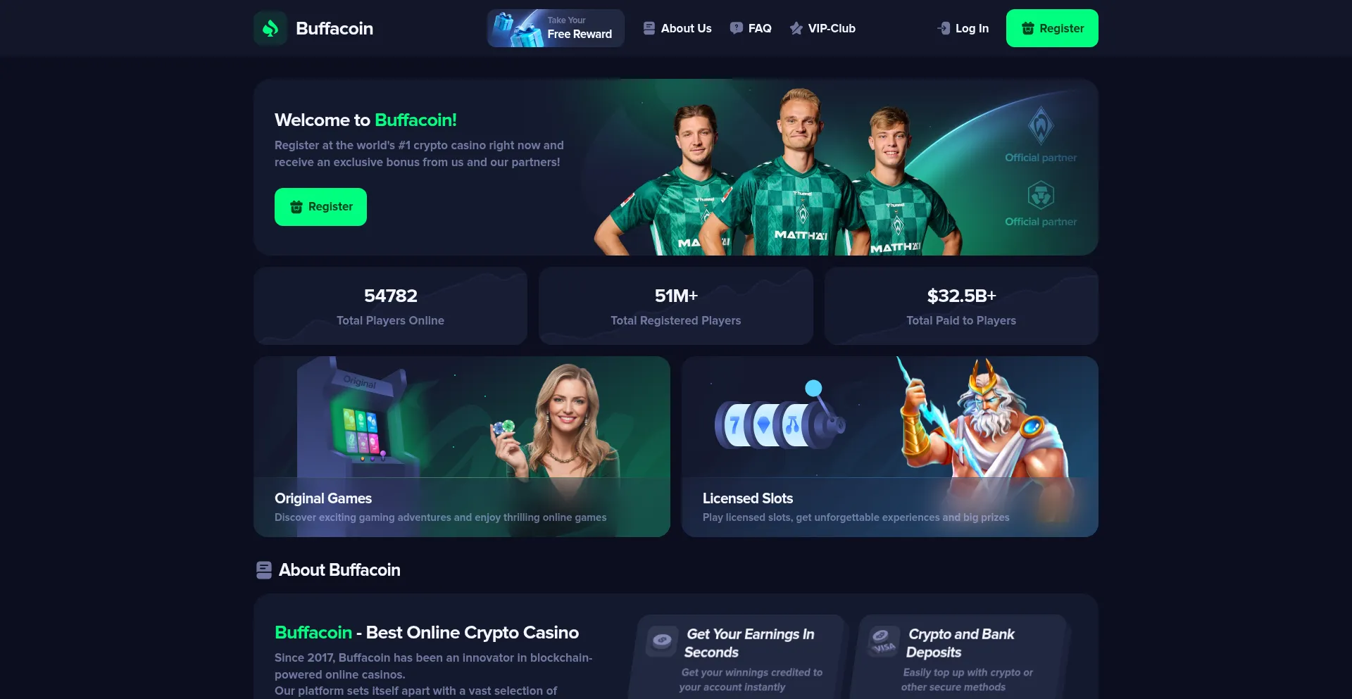 Website screenshot of Buffacoin.com