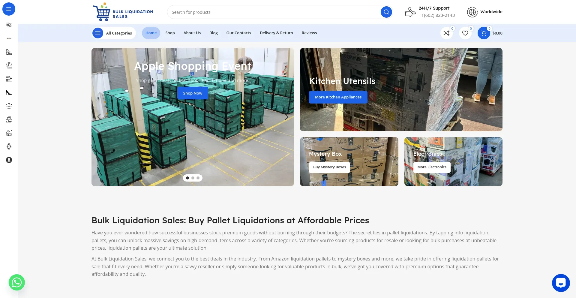 Website screenshot of Bulkliquidationsales.com