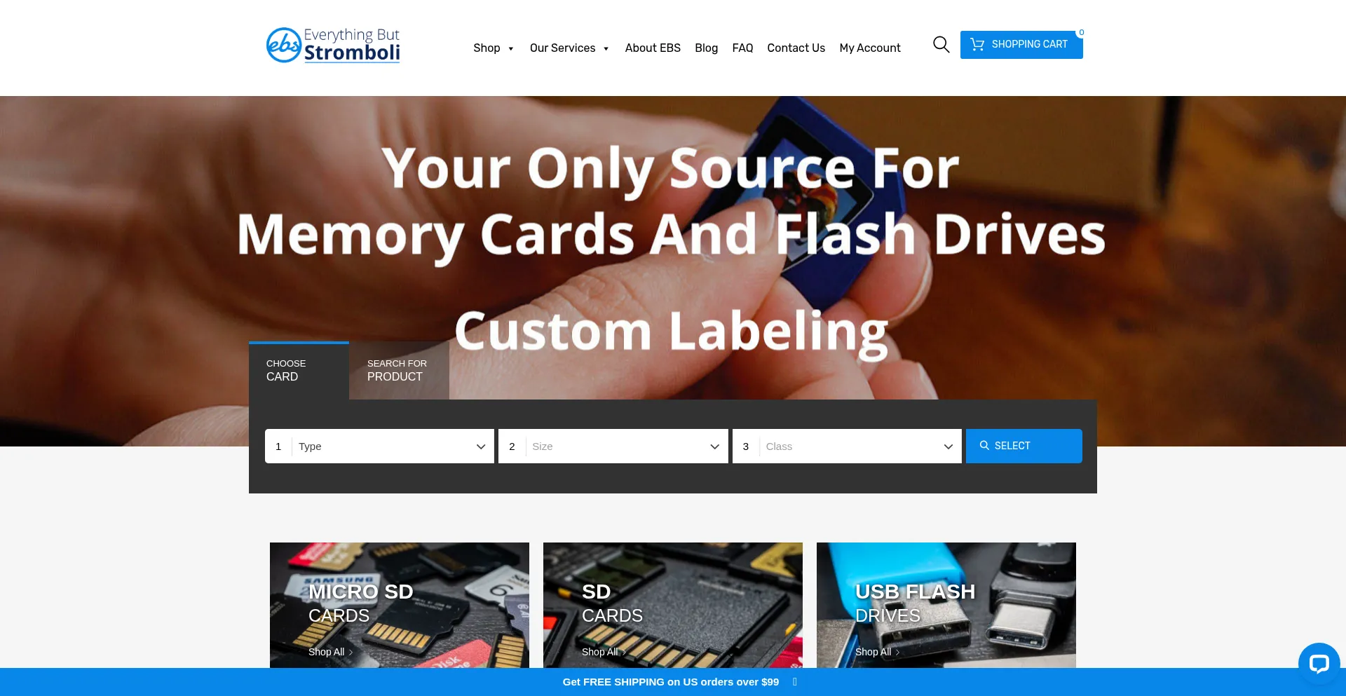 Website screenshot of Bulkmemorycards.com