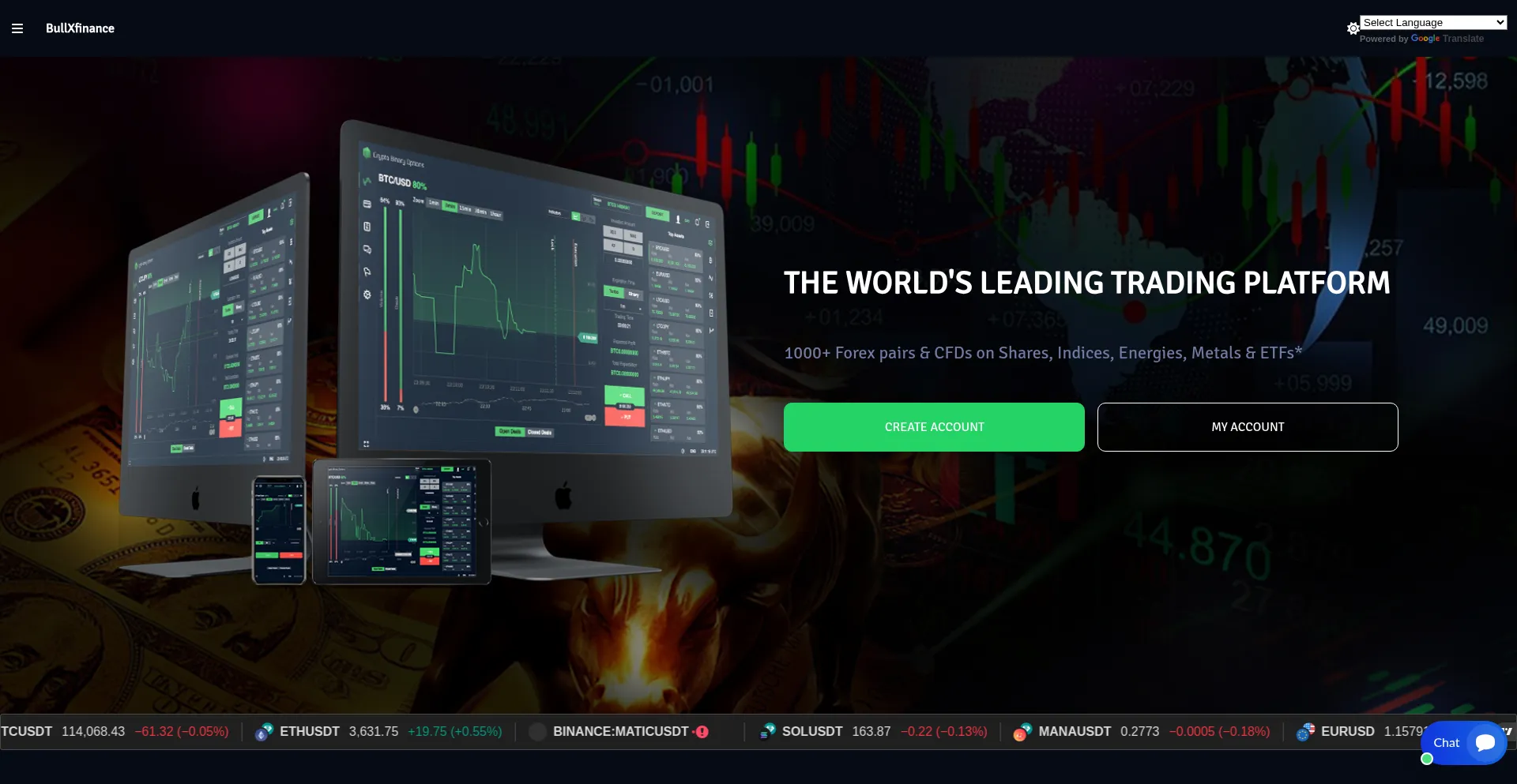 Website screenshot of Bullxfinance.com