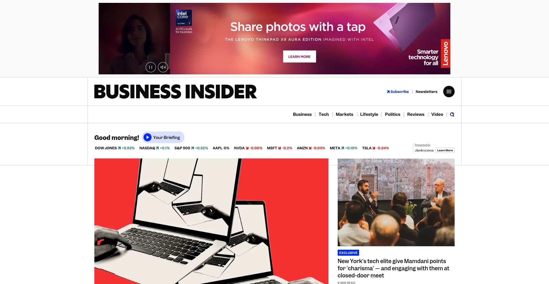 Website screenshot of Businessinsider.com