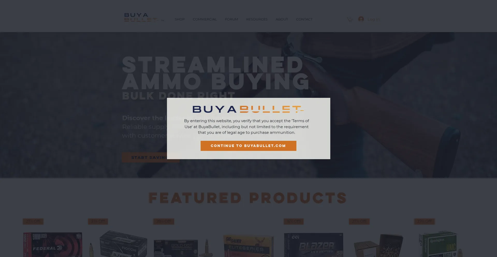 Website screenshot of Buyabullet.com