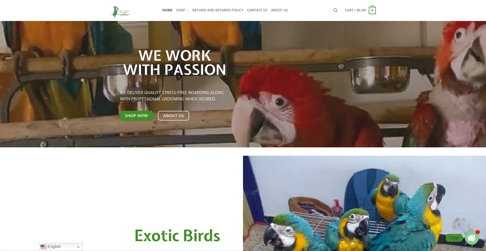 Website screenshot of Buyfertileparroteggs.com