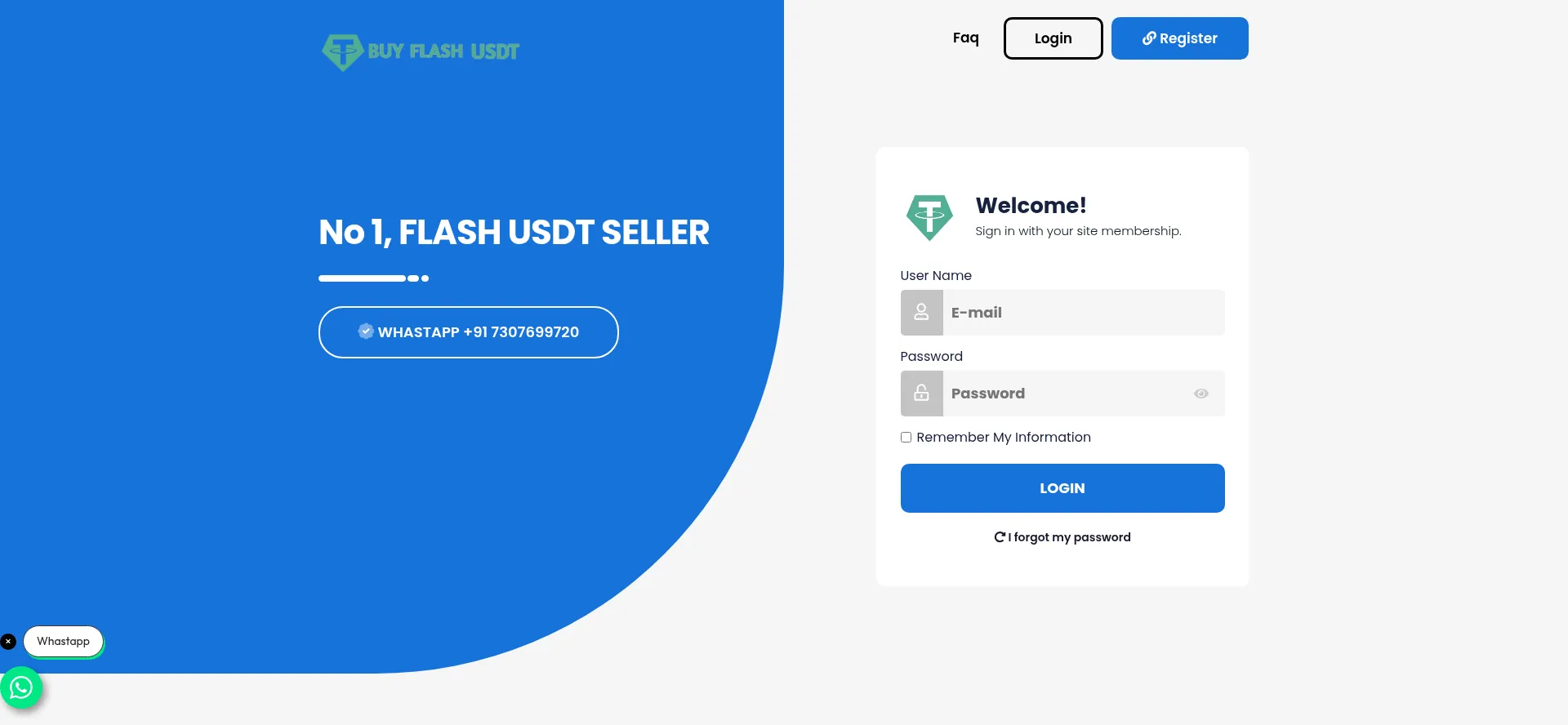 Website screenshot of Buyflashusdt.shop