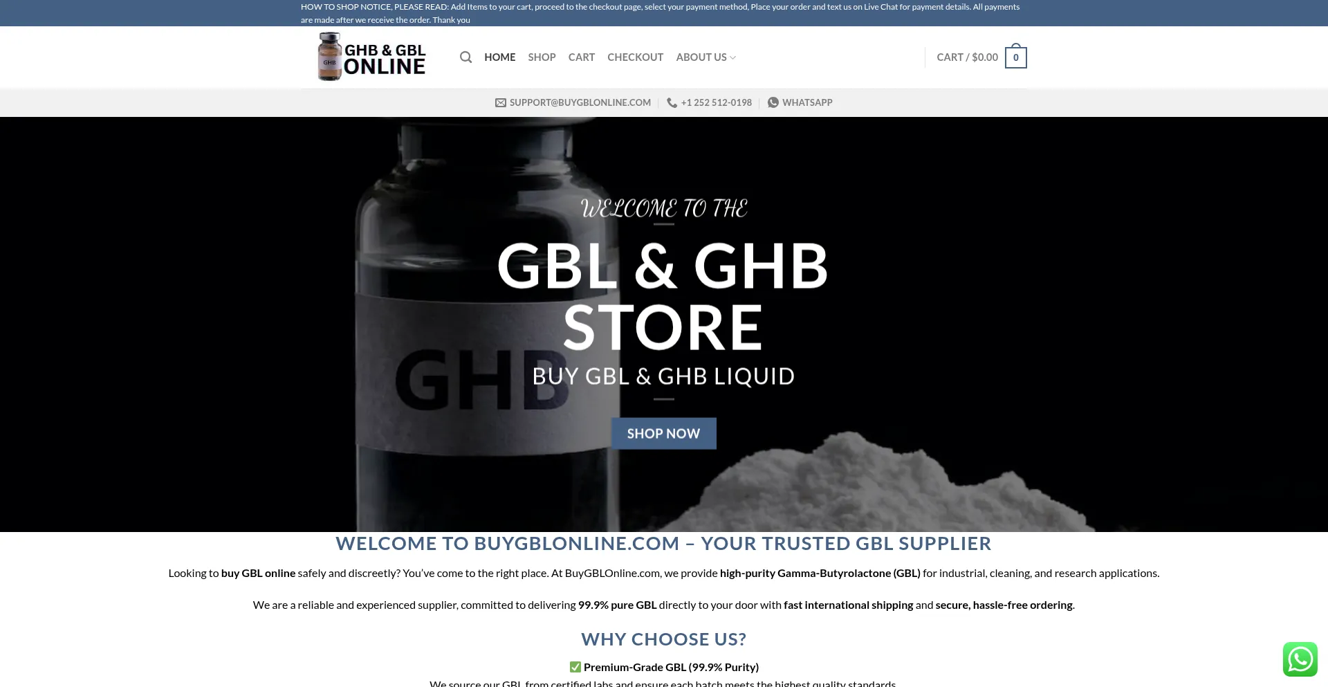 Website screenshot of Buygblonline.com