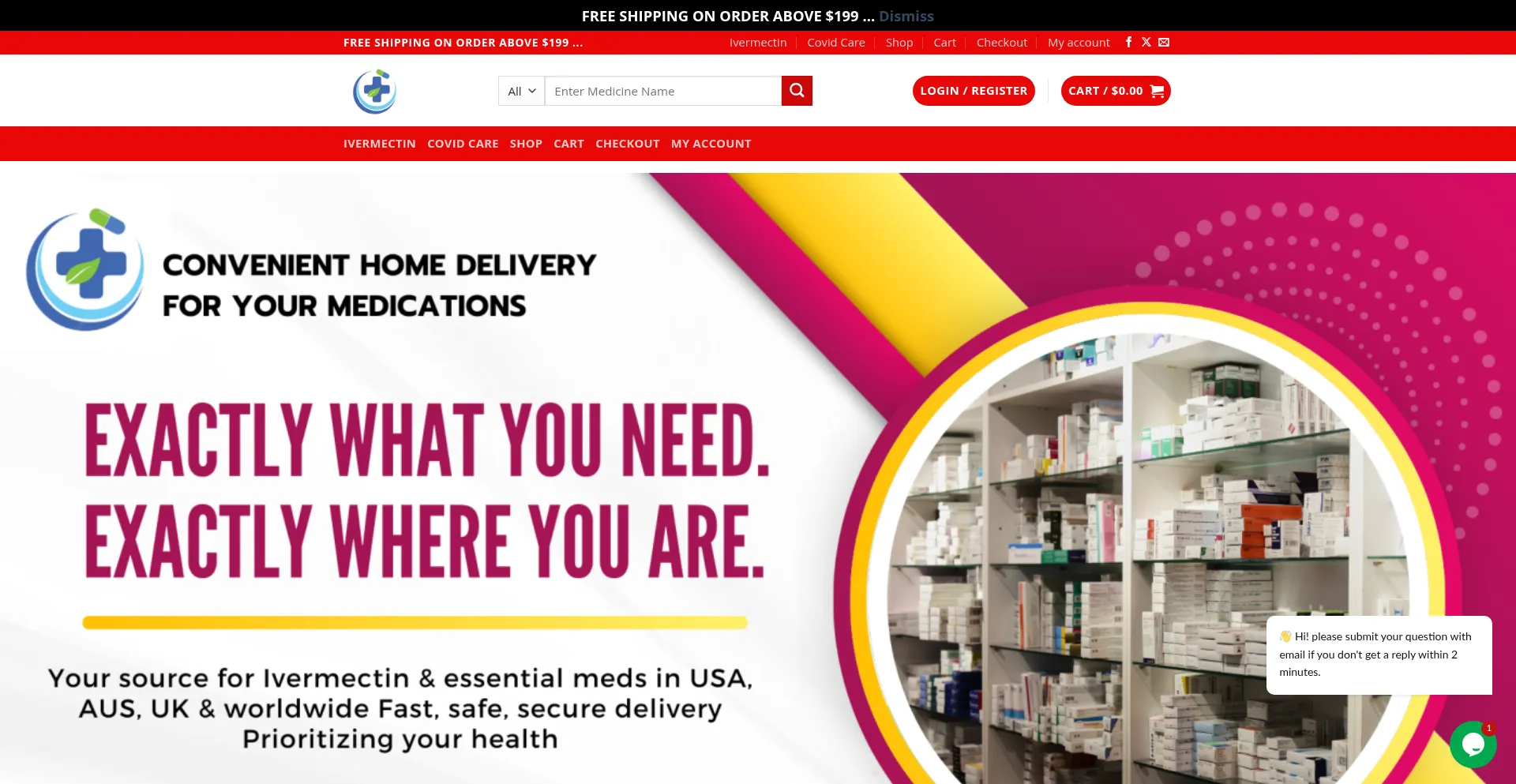Website screenshot of Buyivermectins.com