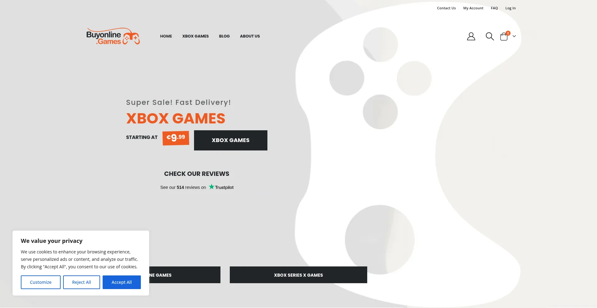 Website screenshot of Buyonline.games
