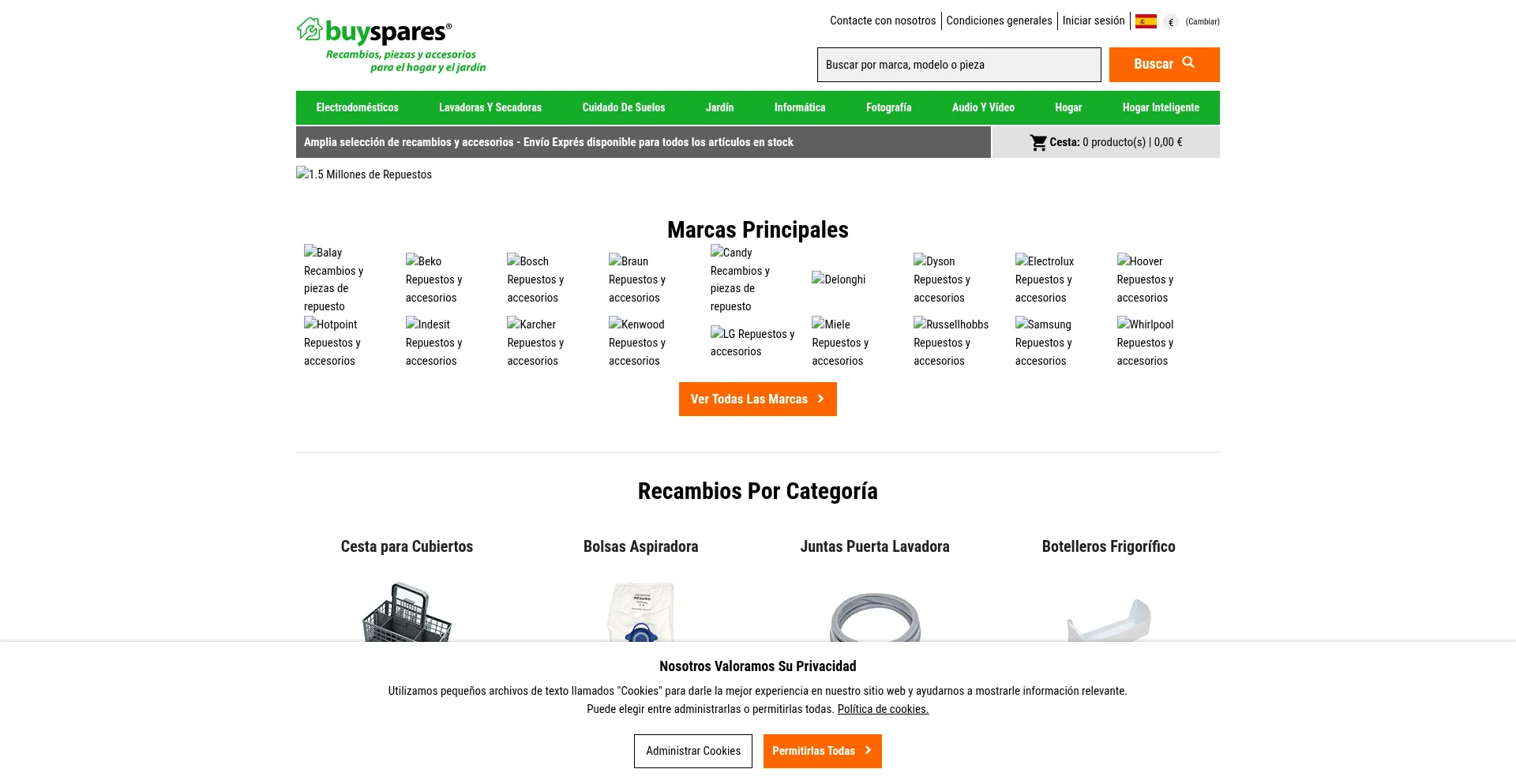 Website screenshot of Buyspares.es