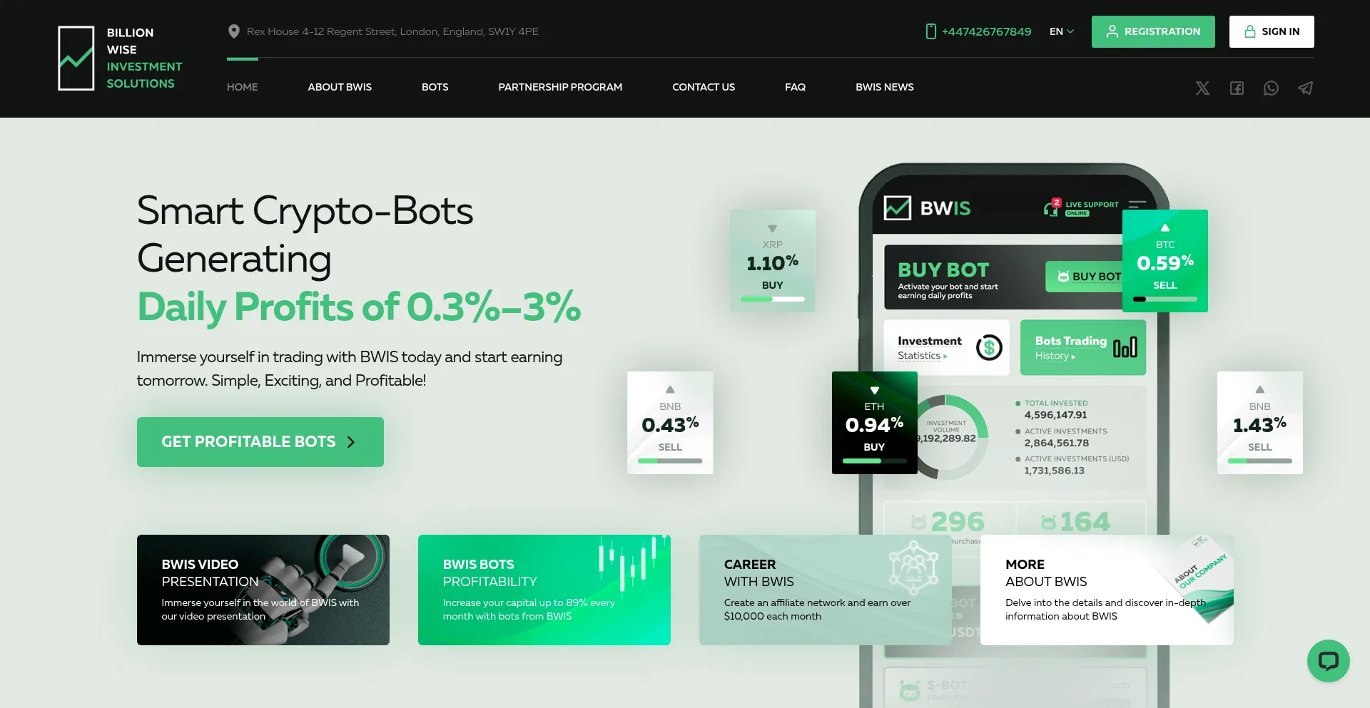 Website screenshot of Bwis.io
