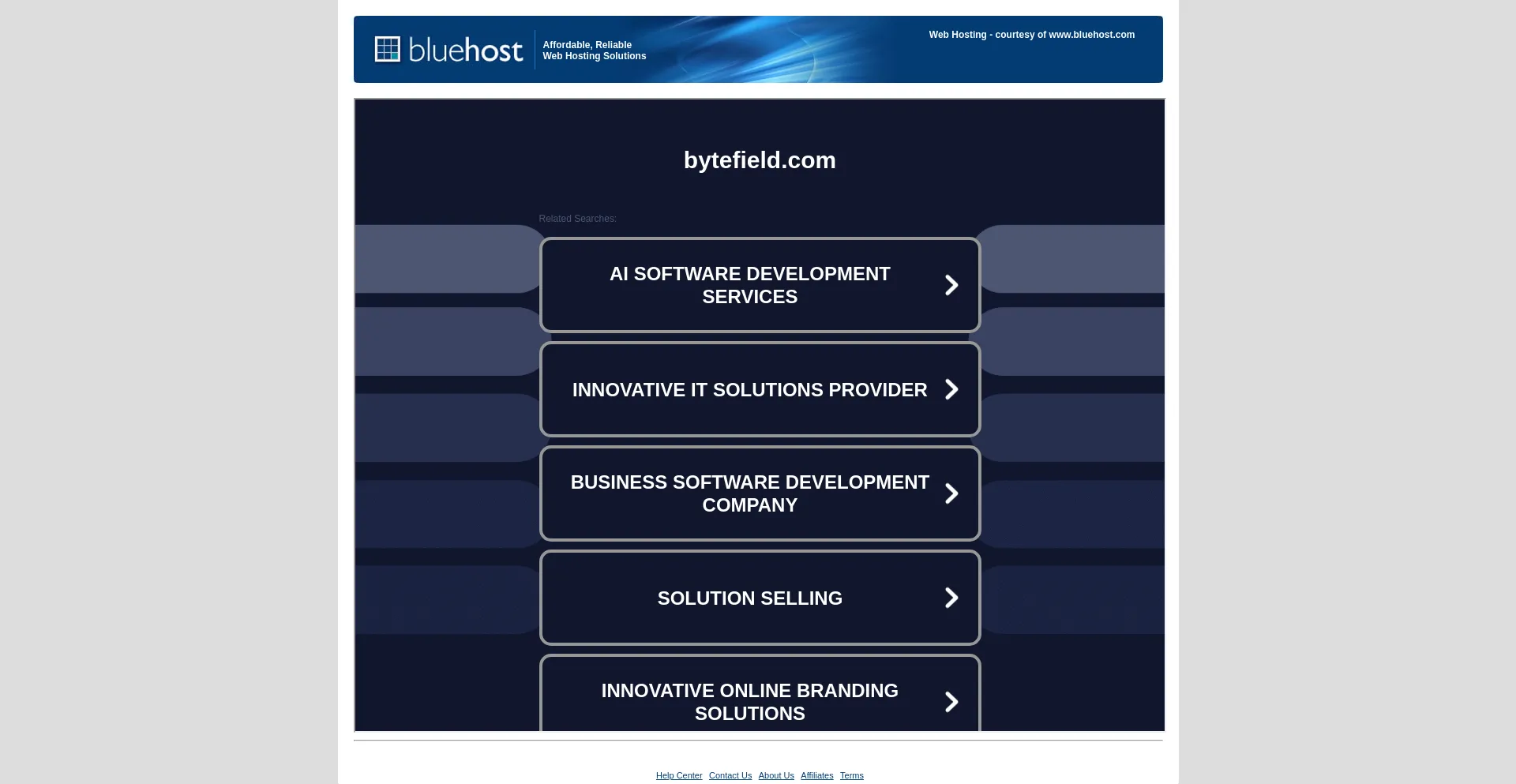 Website screenshot of Bytefield.com