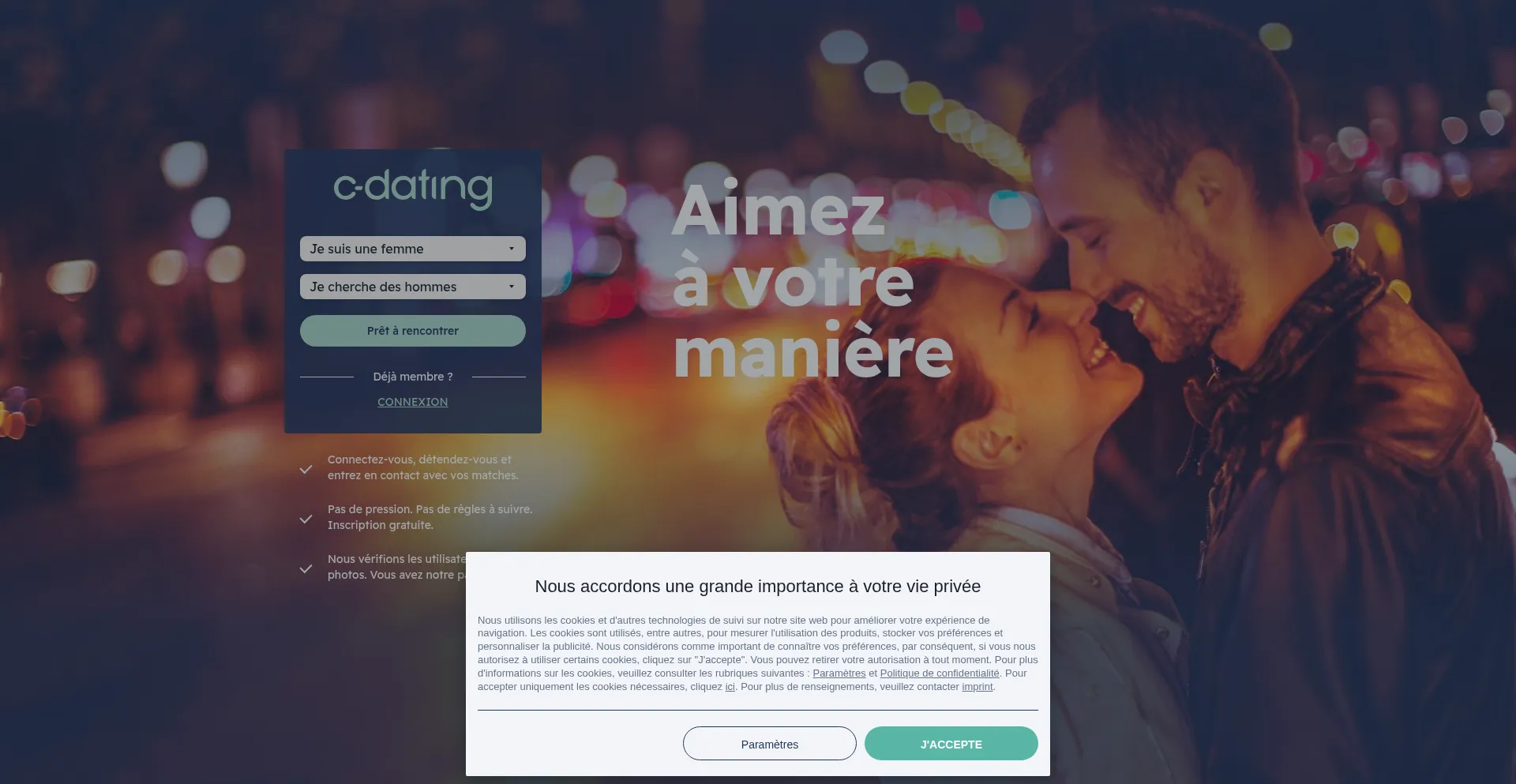 Website screenshot of C-dating.fr