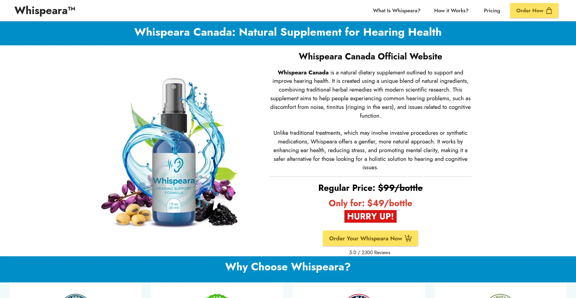 Website screenshot of Ca-whispeara.com