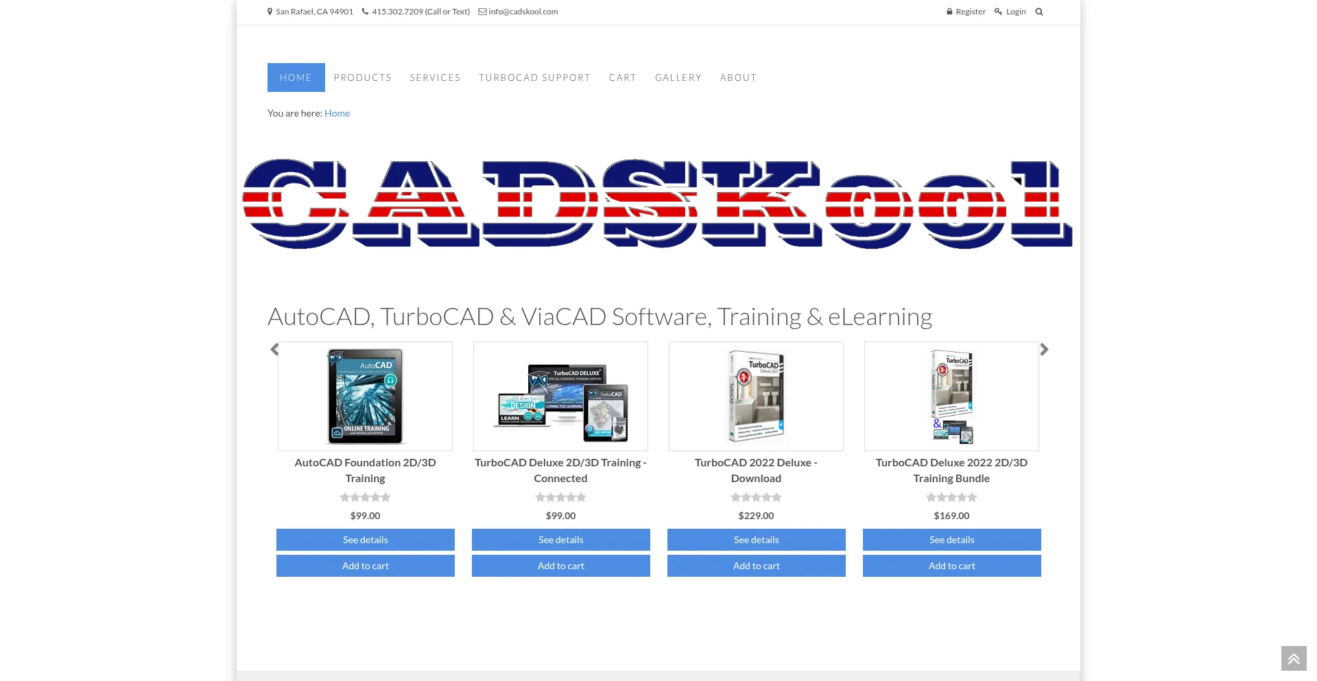 Website screenshot of Cadskool.com