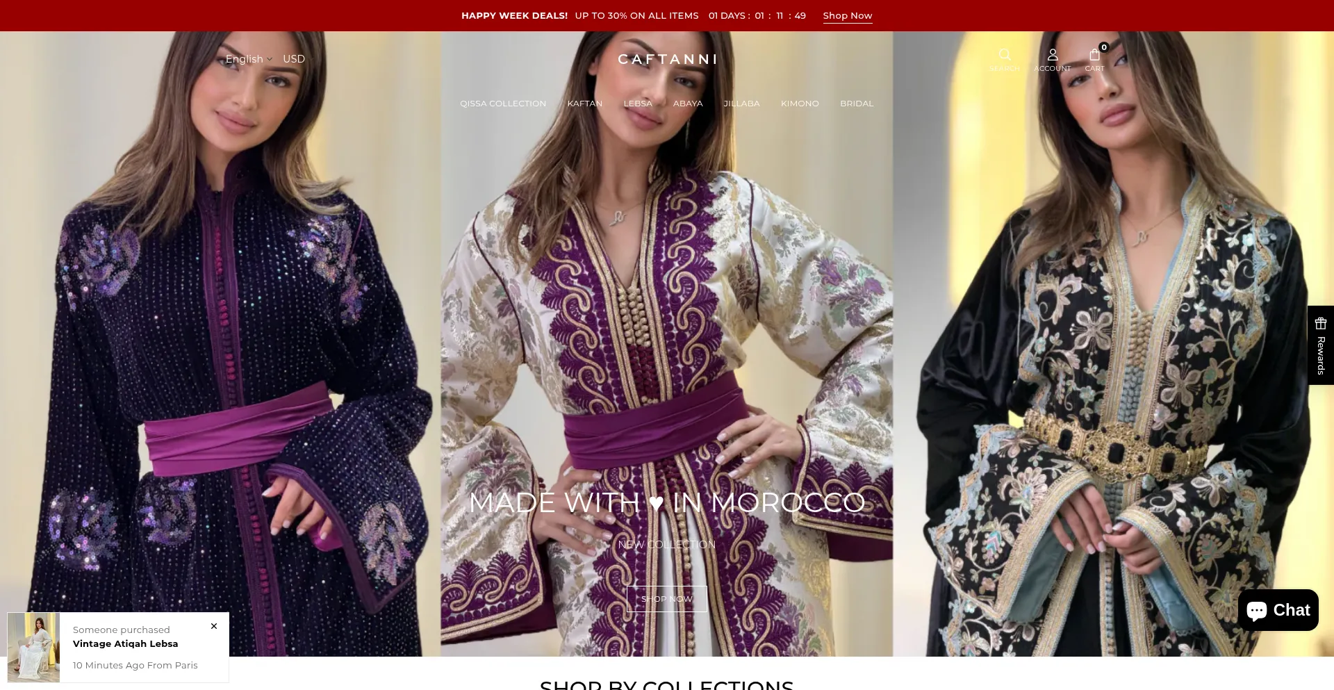 Website screenshot of Caftanni.com