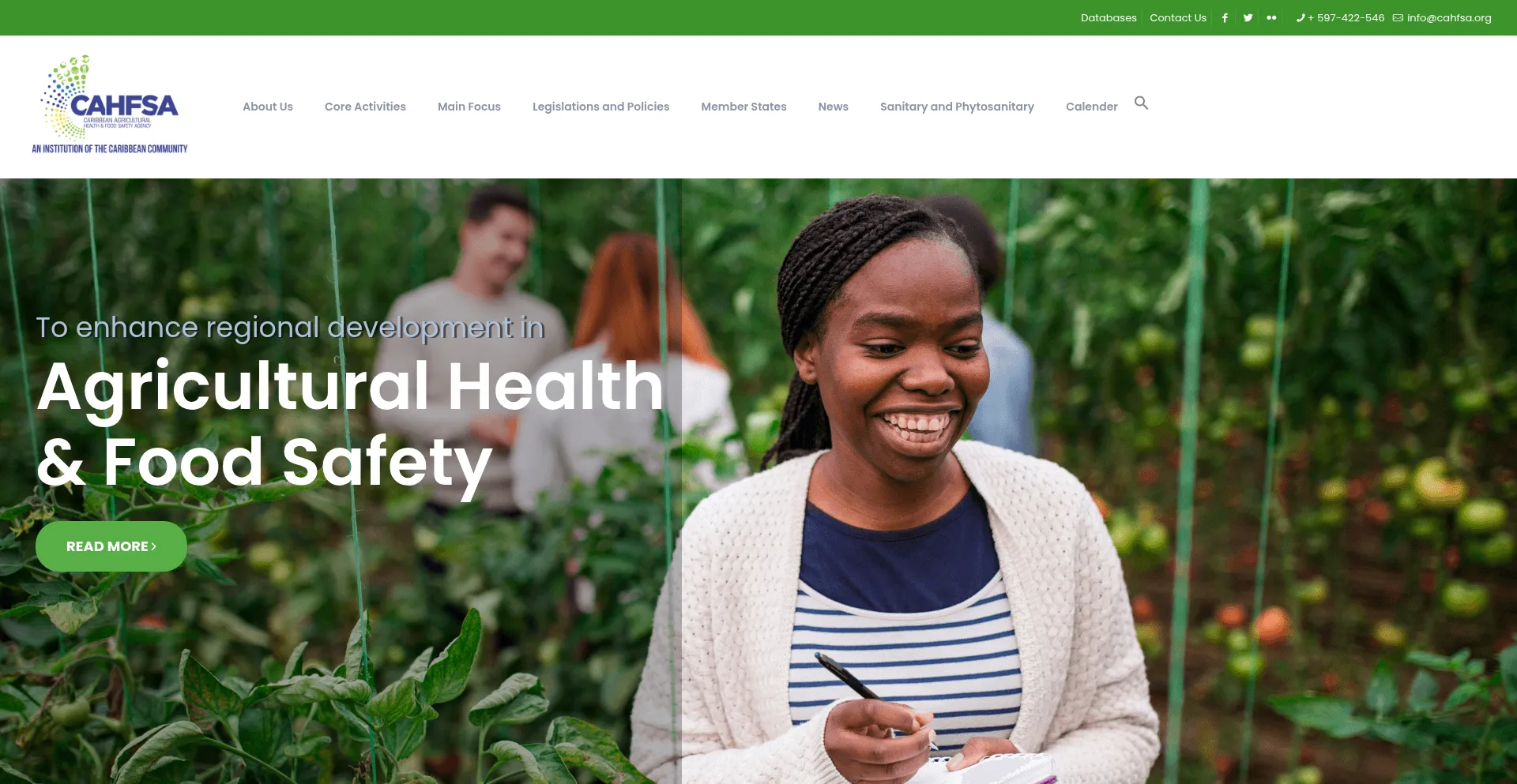 Website screenshot of Cahfsa.org