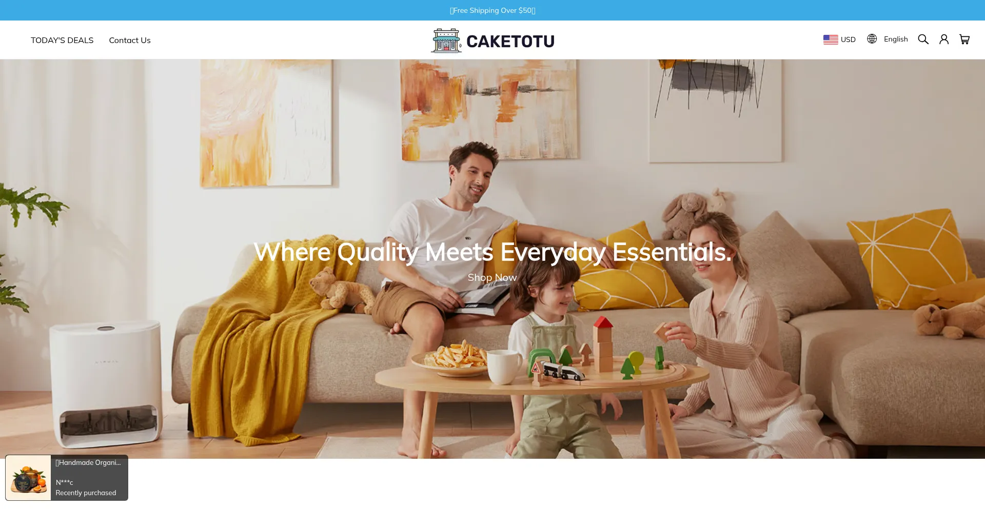 Website screenshot of Caketotu.com