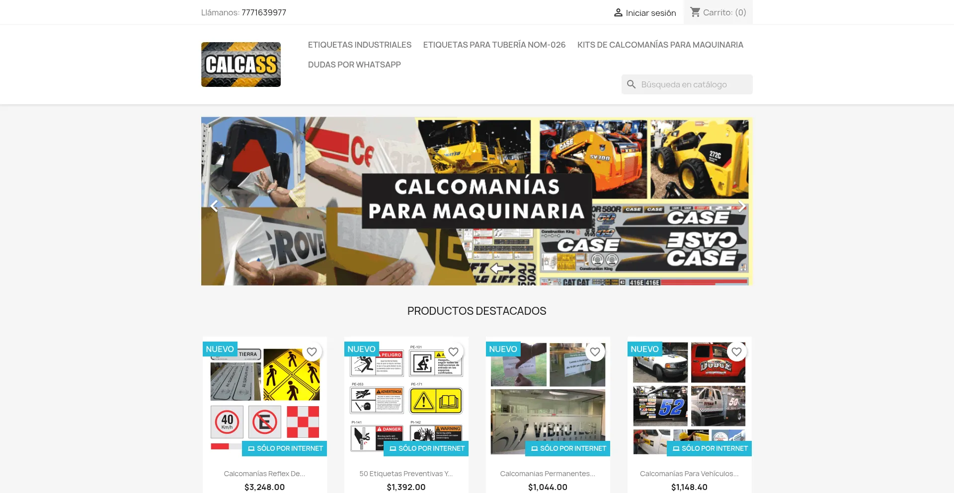 Website screenshot of Calcass.com.mx